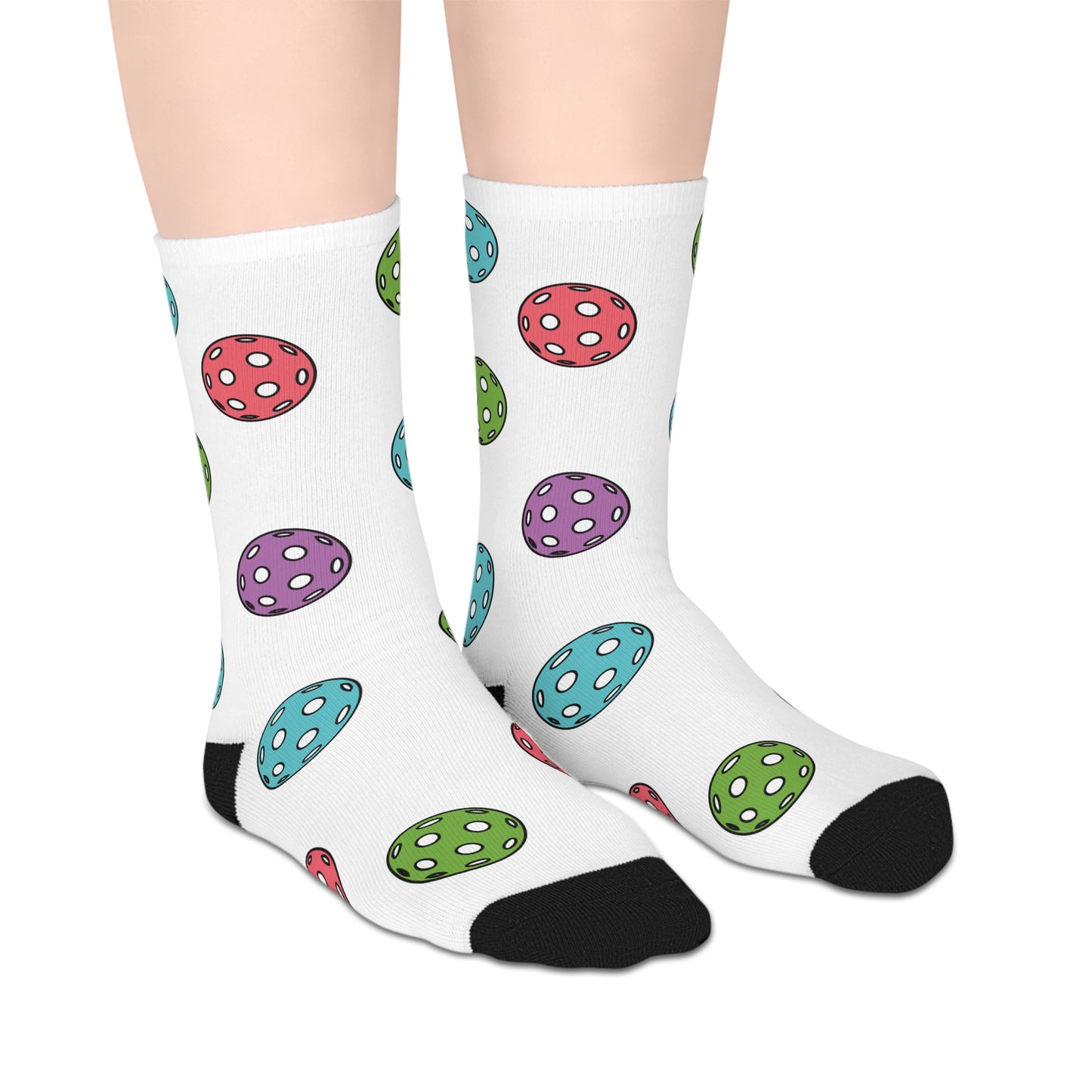 Pickleball Lover White Graphic Mid Length Socks Gift