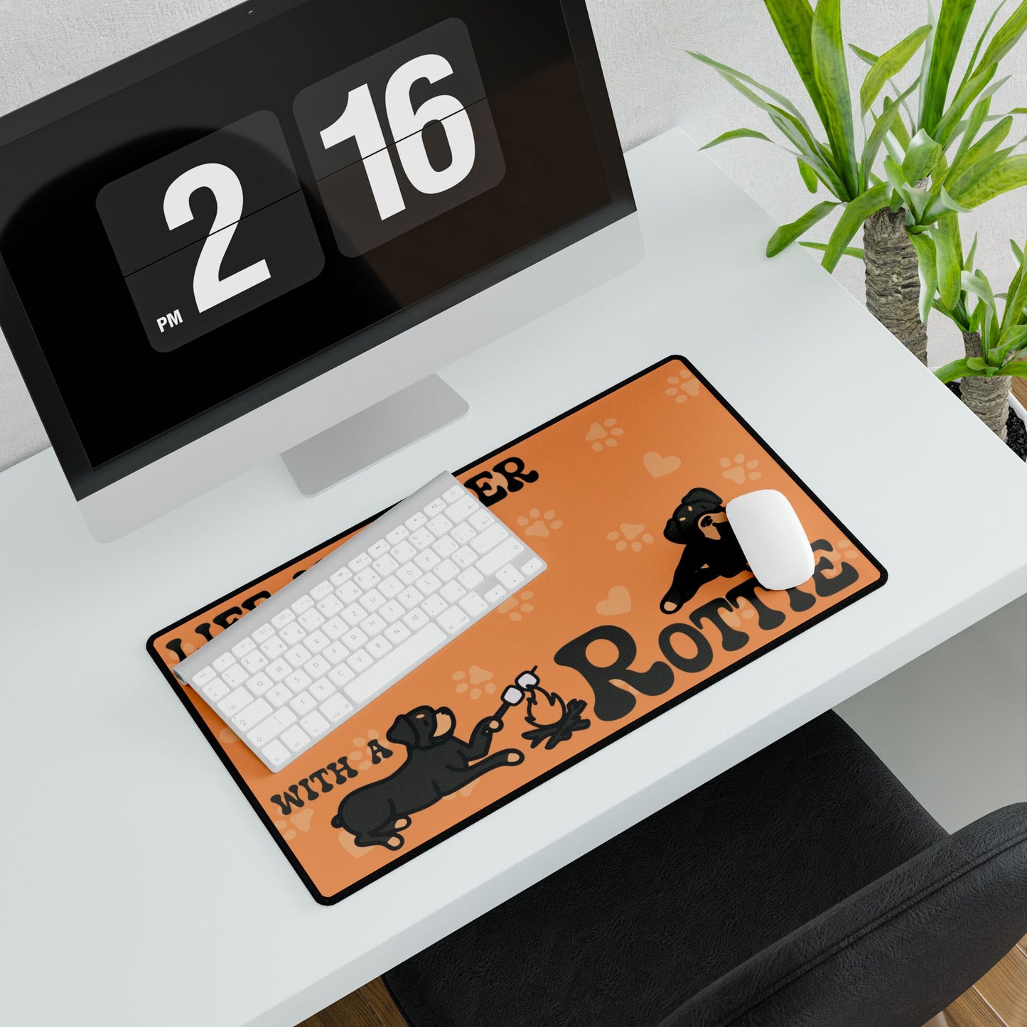 Life is Better with a Rottweiler Rottie Lover Gift Computer Desk Mat