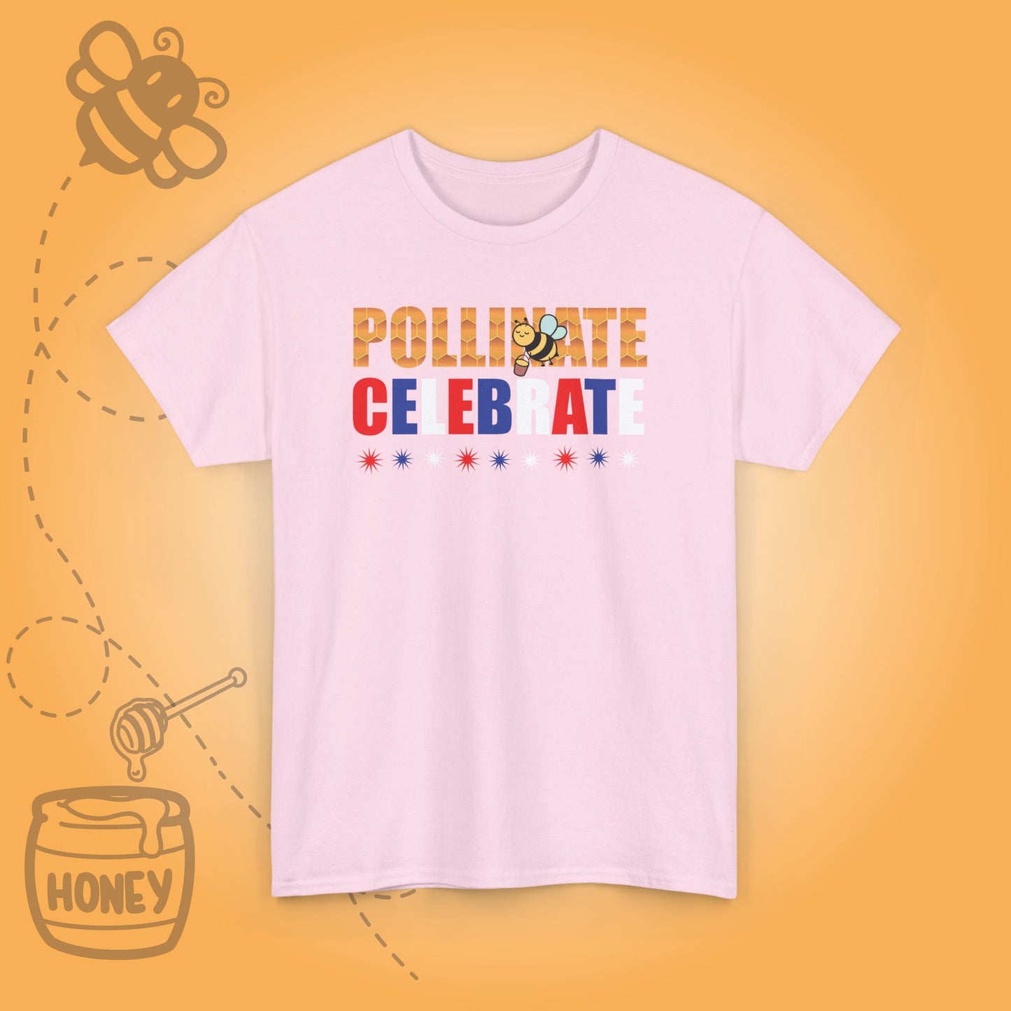 Pollinate and Celebrate Sweet As Honey Funny Bee Lover July 4th Design Unisex T Shirt