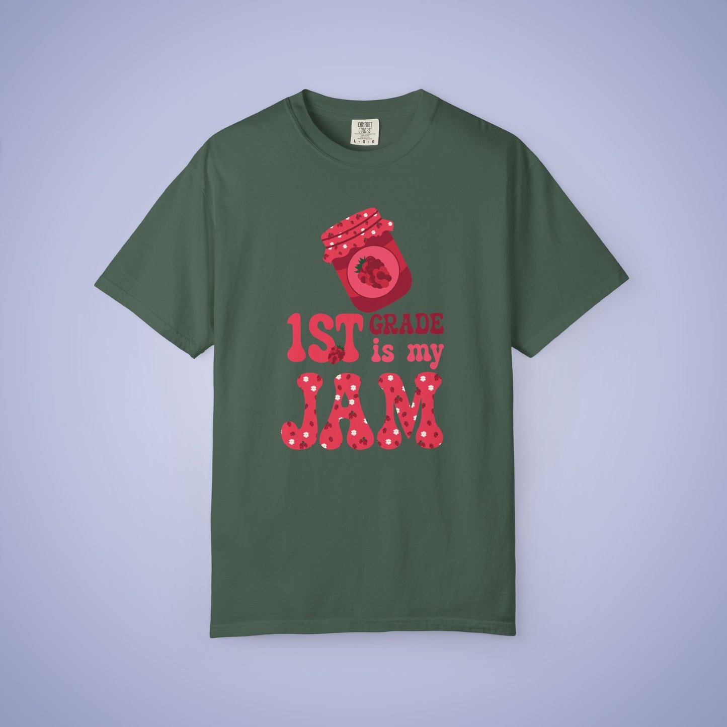 First Grade is my Jam Raspberry Teacher T Shirt Comfort Colors Unisex Back to School