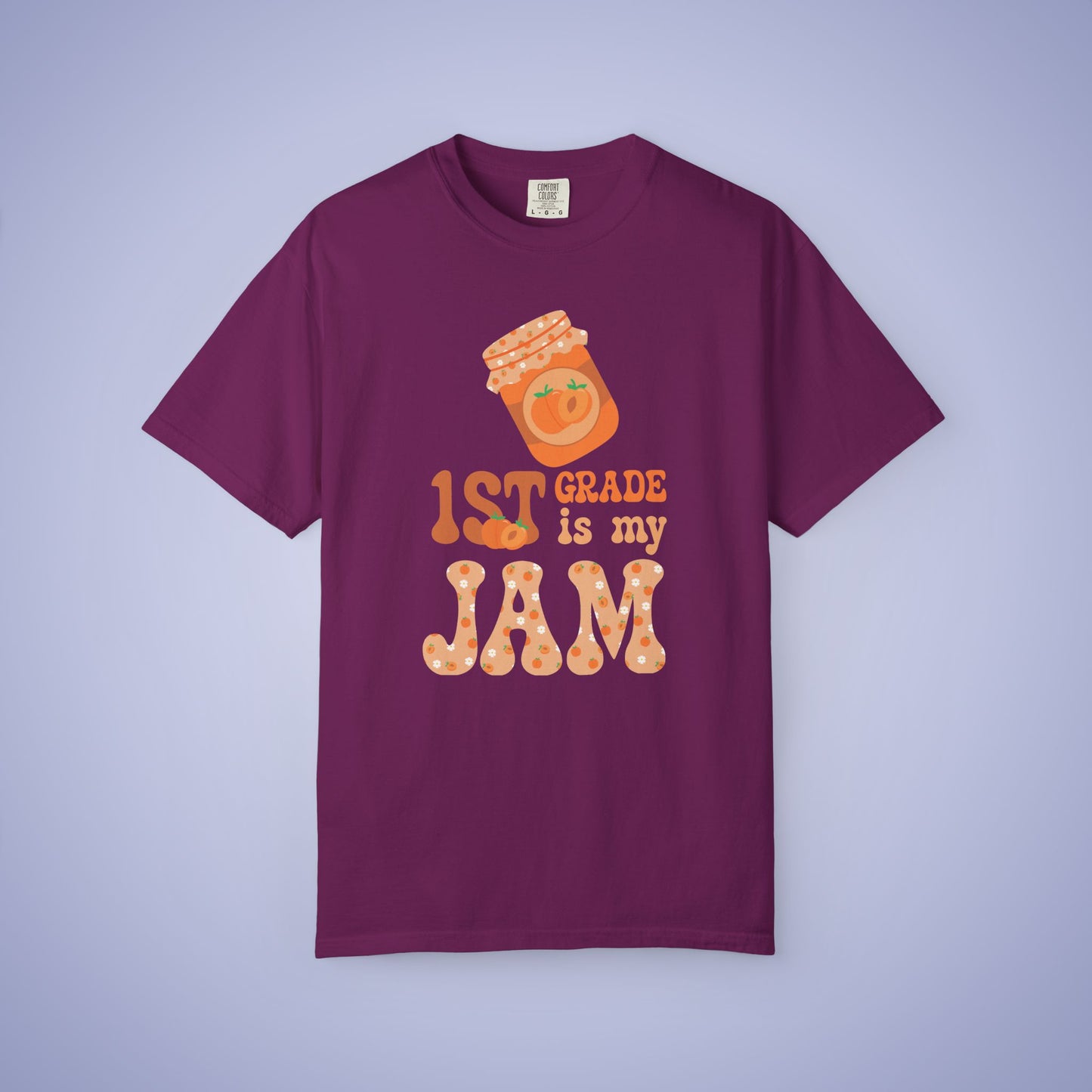 First Grade is my Jam Apricot Teacher T Shirt Comfort Colors Unisex Back to School
