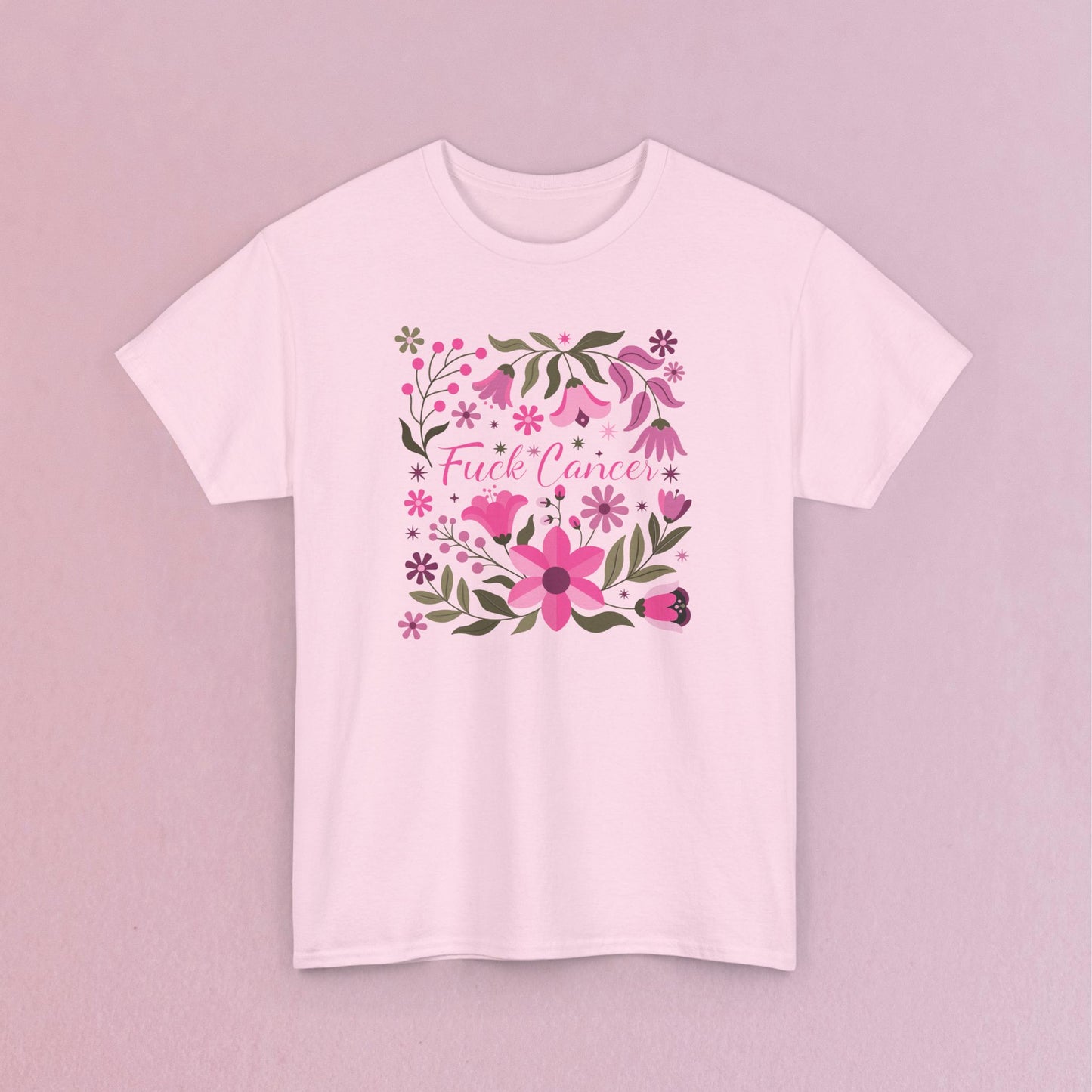 Fuck Cancer Pink Boho Floral Breast Cancer Awareness Unisex T Shirt