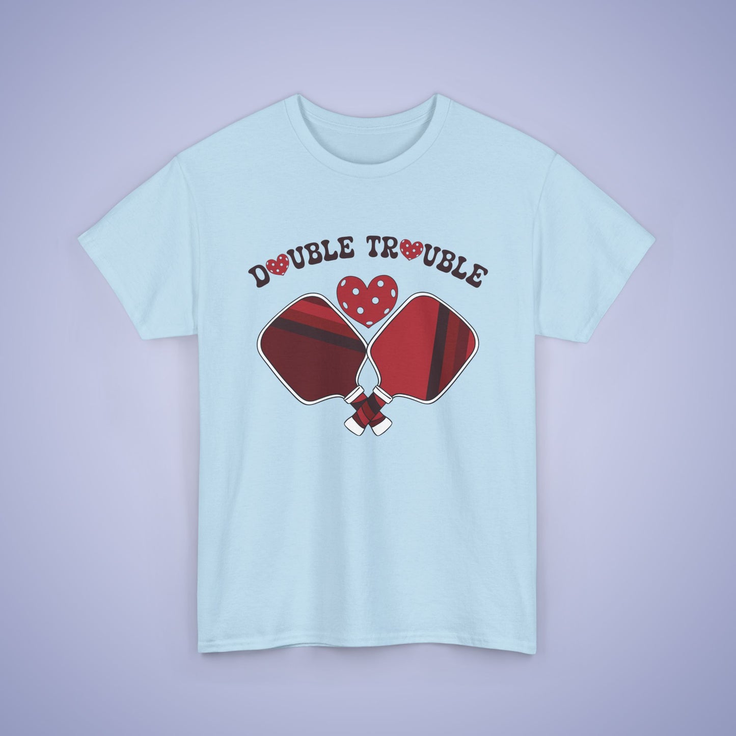Double Trouble Pickleball T Shirt Retro Couple Matching Red and White Graphic Design