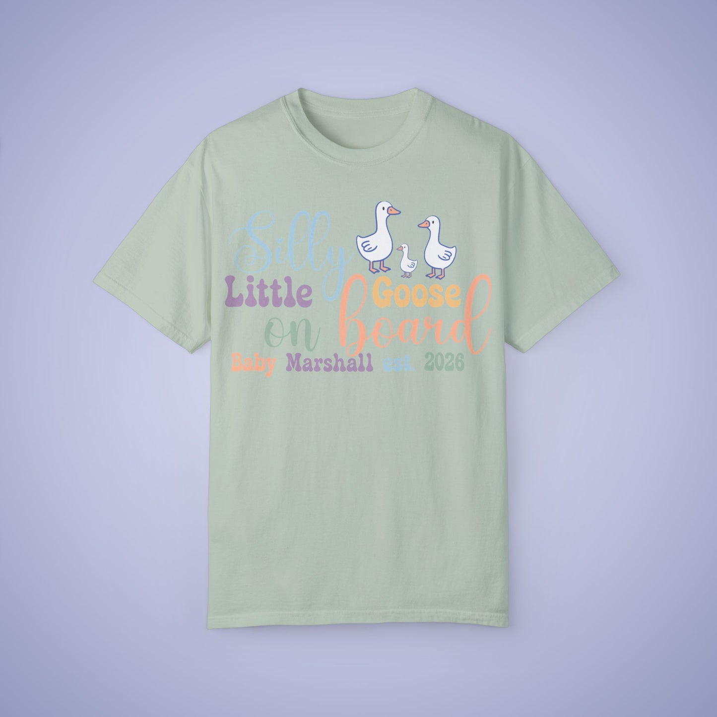Silly Little Goose Personalized Pregnancy Announcement Comfort T Shirt