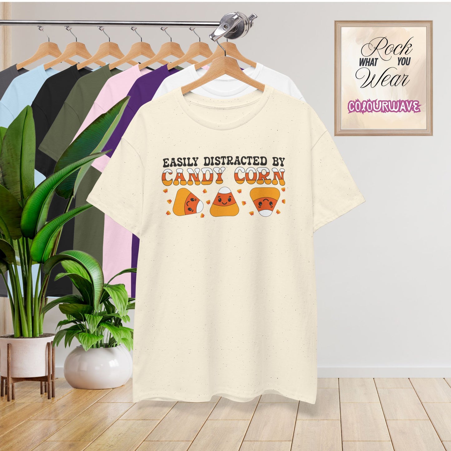 Easily Distracted By Candy Corn Black Halloween Candy Unisex T Shirt