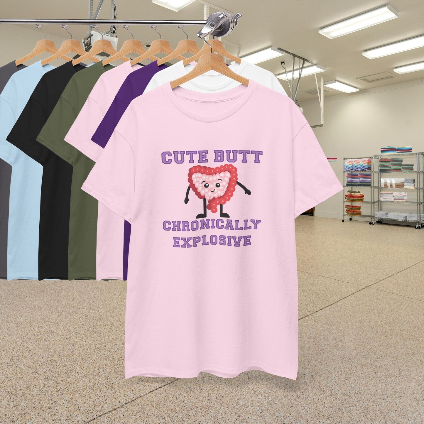 Cute Butt Chronically Explosive Graphic Tee IBS Awareness Month Funny Unisex T Shirt