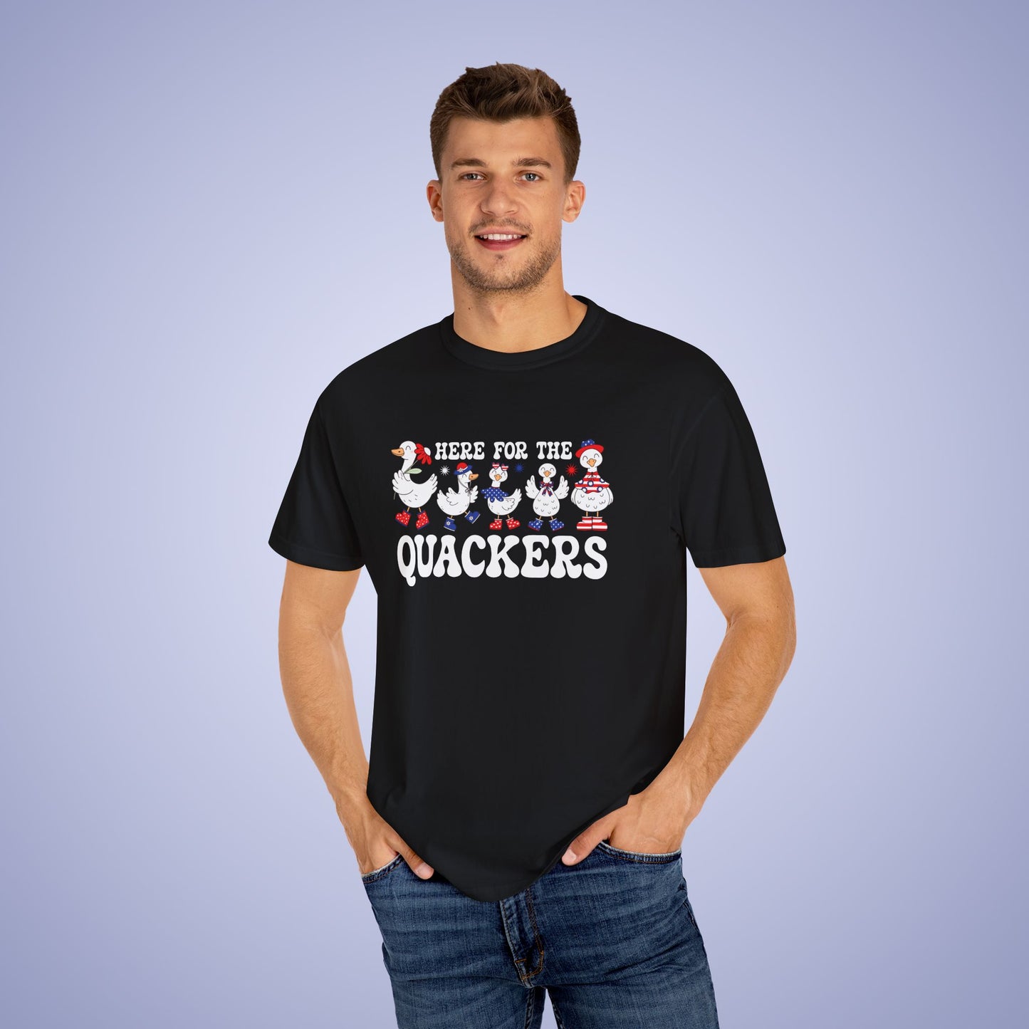 Here for the Quackers Duck Lover July 4th Comfort Colors Funny T Shirt Unisex