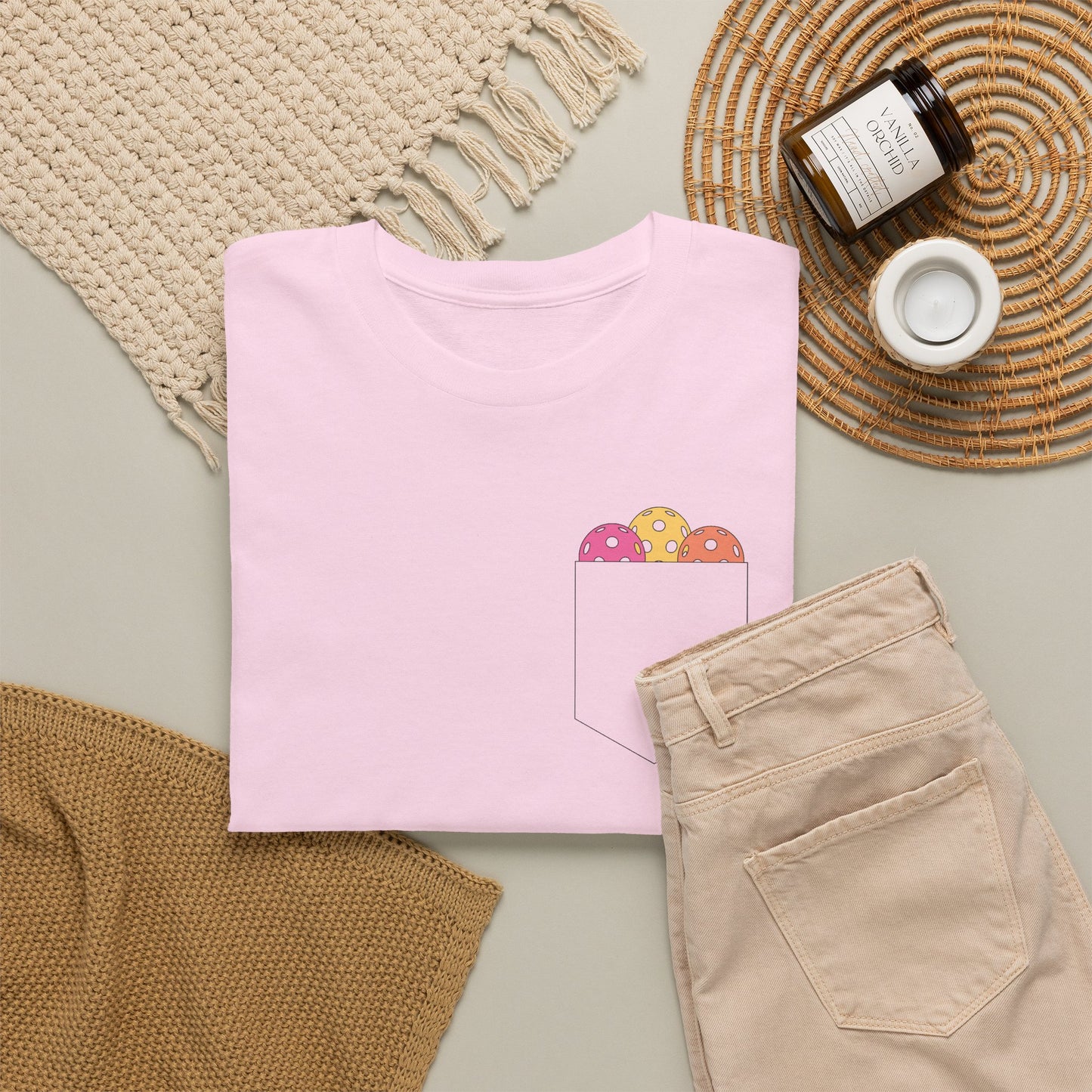 Pickleball Pocket Design T Shirt Coloured Graphic Design
