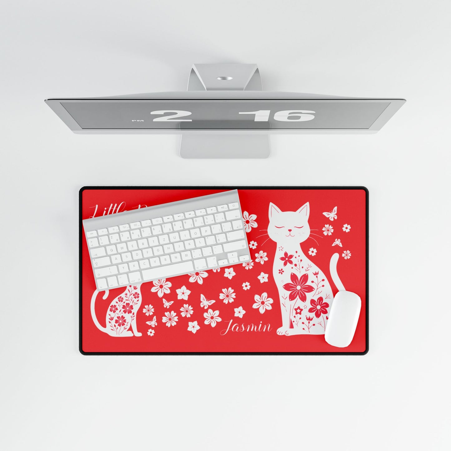 Little Paw Lots of Love Personalized Cat Desk Mat with Floral Design Mothers Day Gift