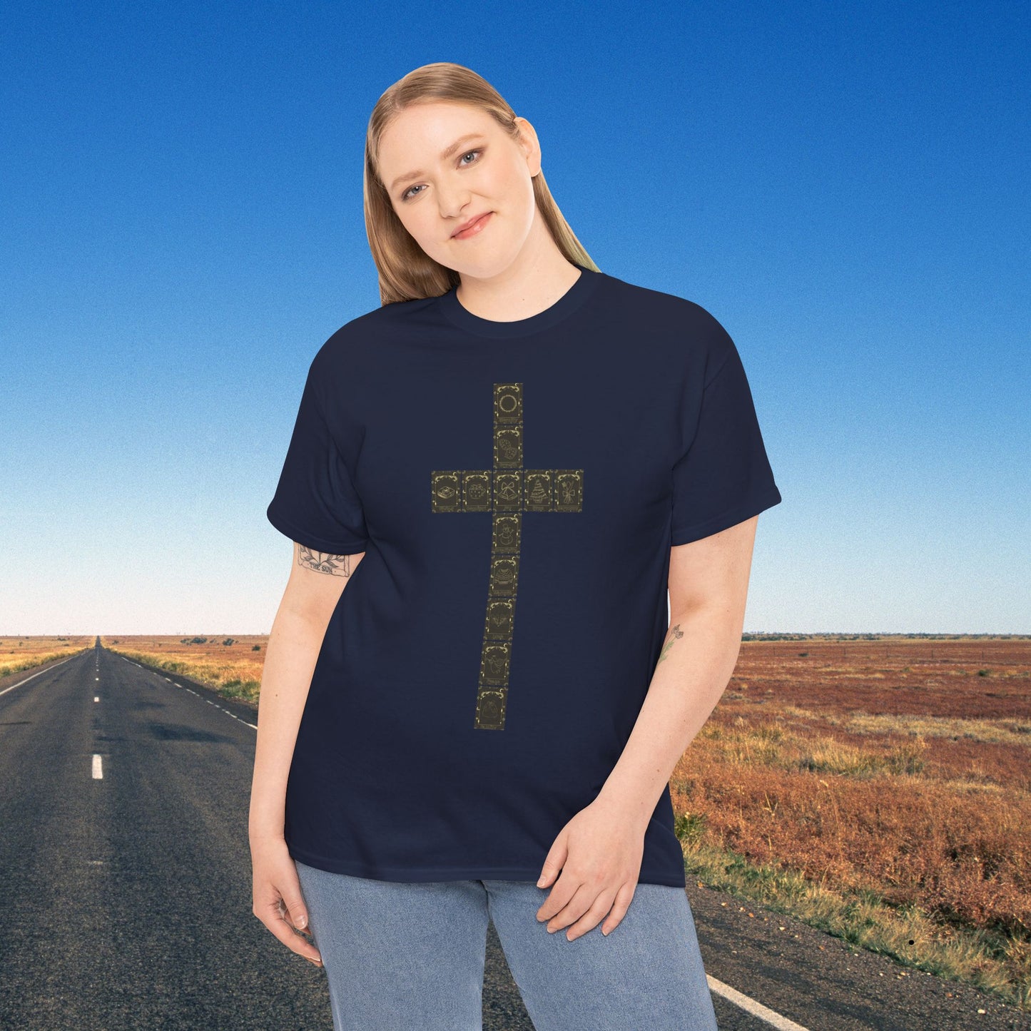 Christmas Crucifix Tarot Cards Religios Faith Unisex T Shirt