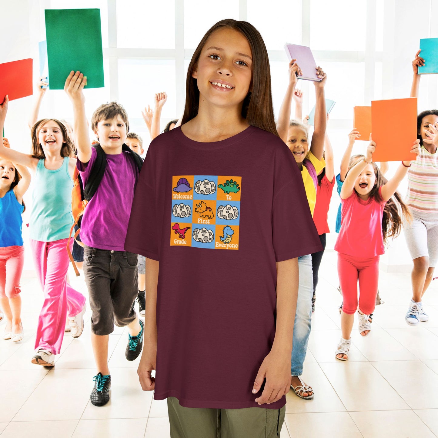 First Grade Fun Dinosaurs Kids Cotton T Shirt Back To School Youth