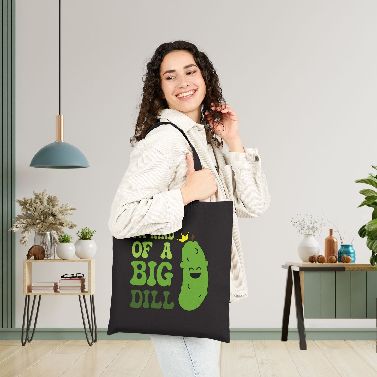 Im Kind of a Big Dill Cotton Canvas Pickleball Pickle Lover Gift Tote Bag