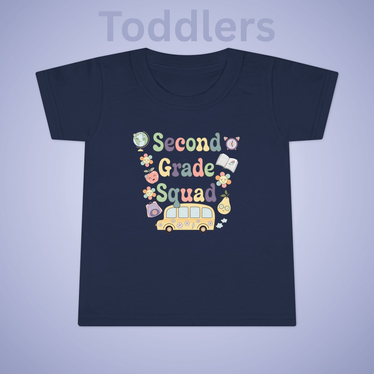 Second Grade Squad Retro Fun Kids Cotton T Shirt Back To School Toddler