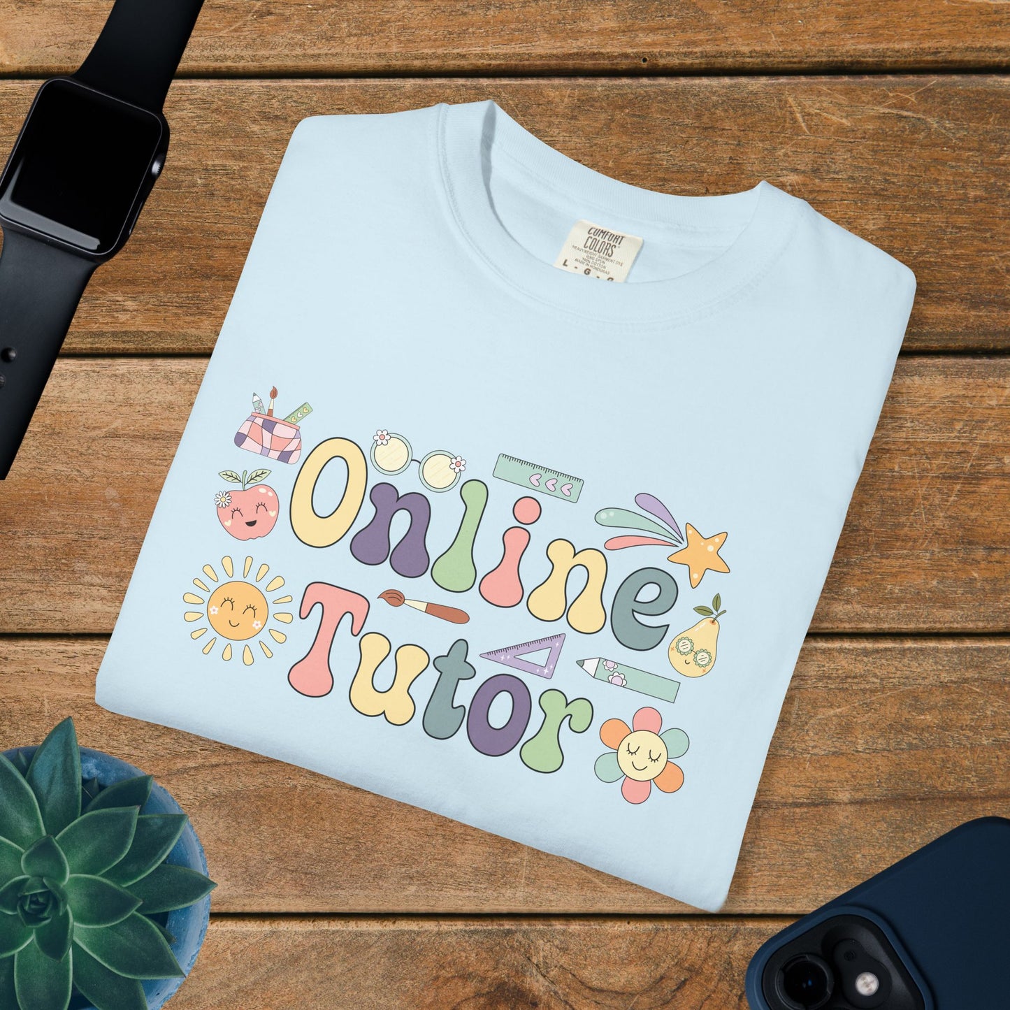 Online Tutor Teacher T Shirt Retro Comfort Colors Unisex Back to School