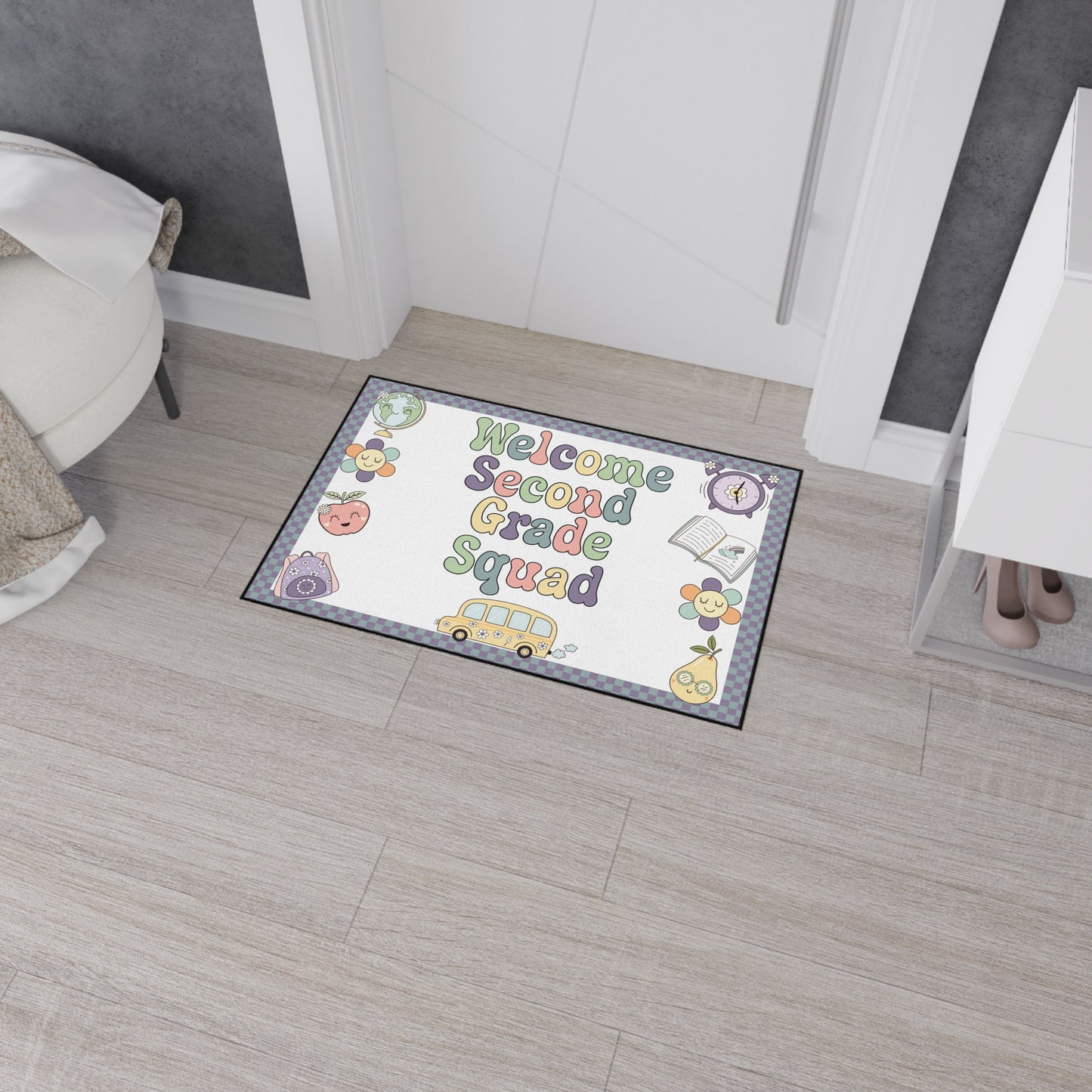 Welcome Second Grade Squad Floor Door Mat Fun Classroom Set Up Entrance Rug