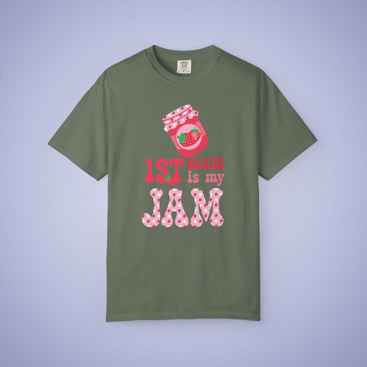 First Grade is my Jam Strawberry Teacher T Shirt Comfort Colors Unisex Back to School