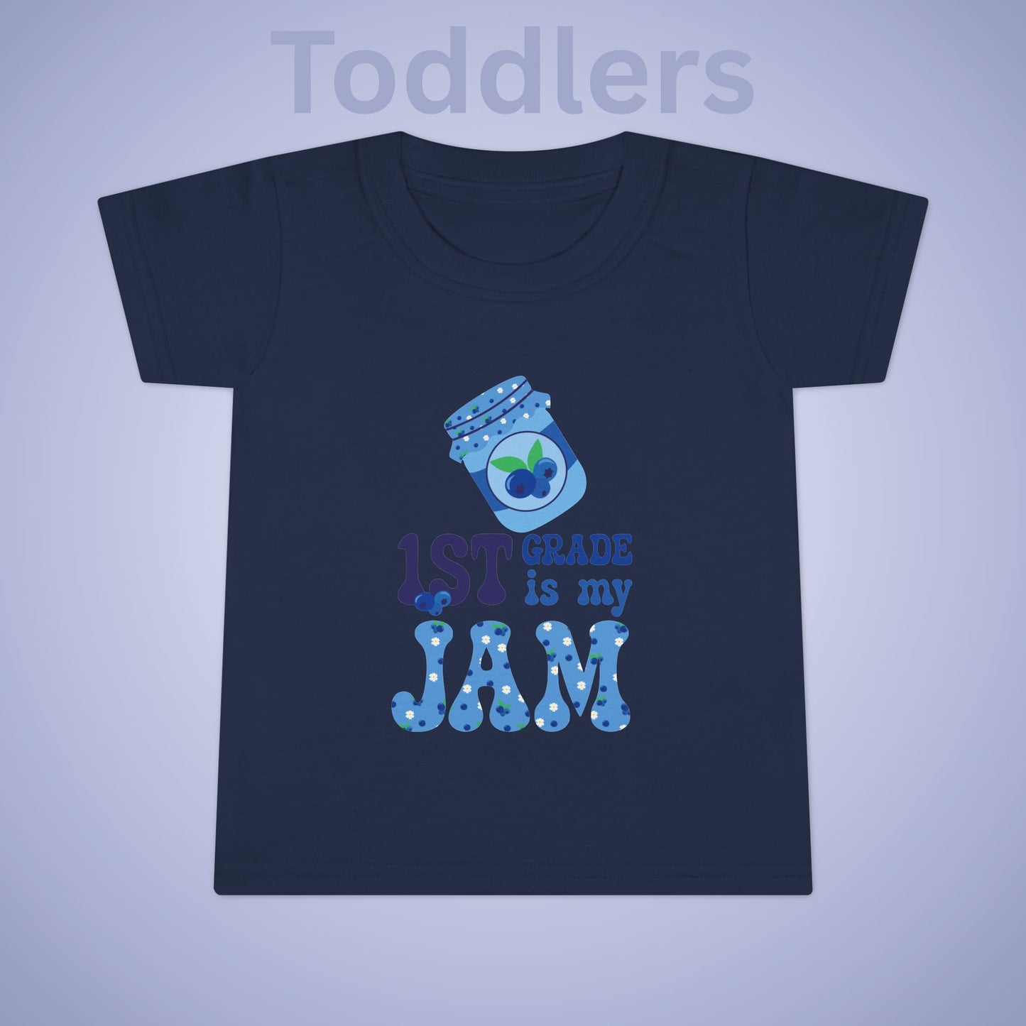 First Grade is my Jam Blueberry Kids Cotton T Shirt Back To School Toddler