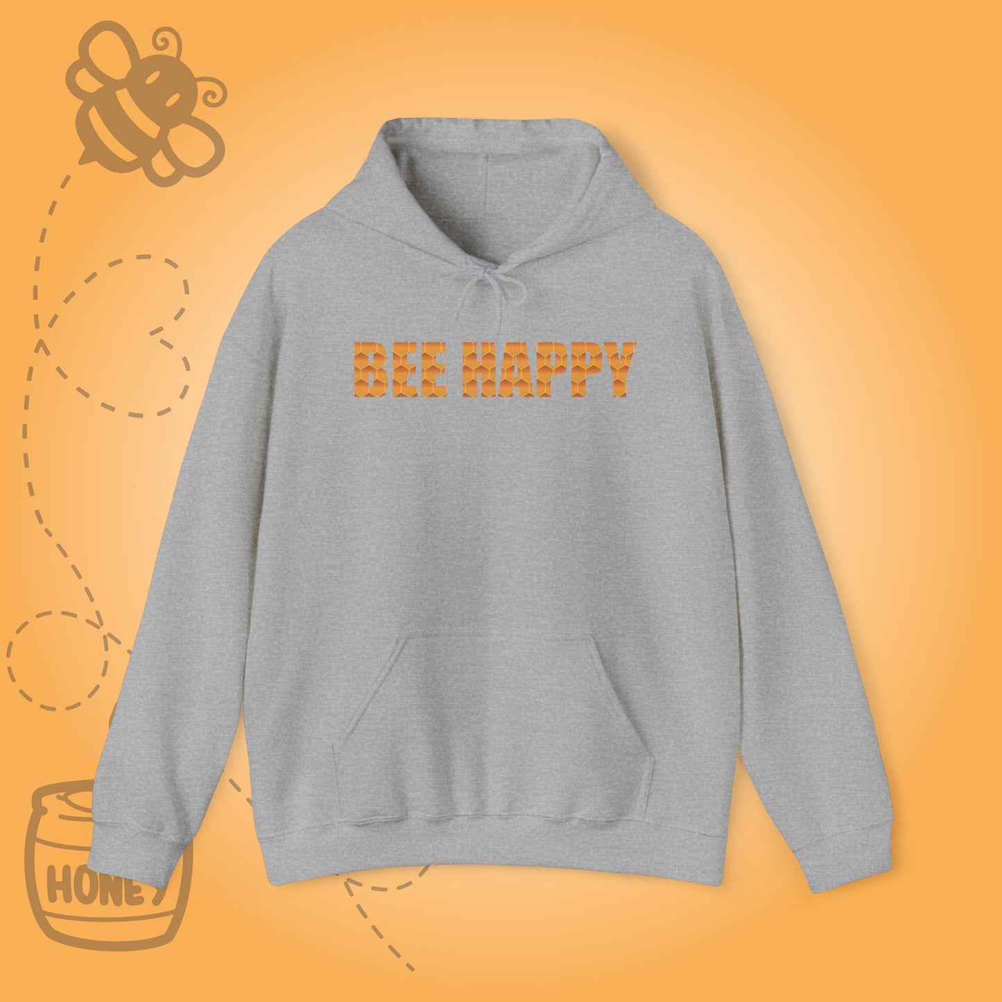Bee Happy Sweet As Honey Honeycomb Word Art Design Hoodie Sweatshirt