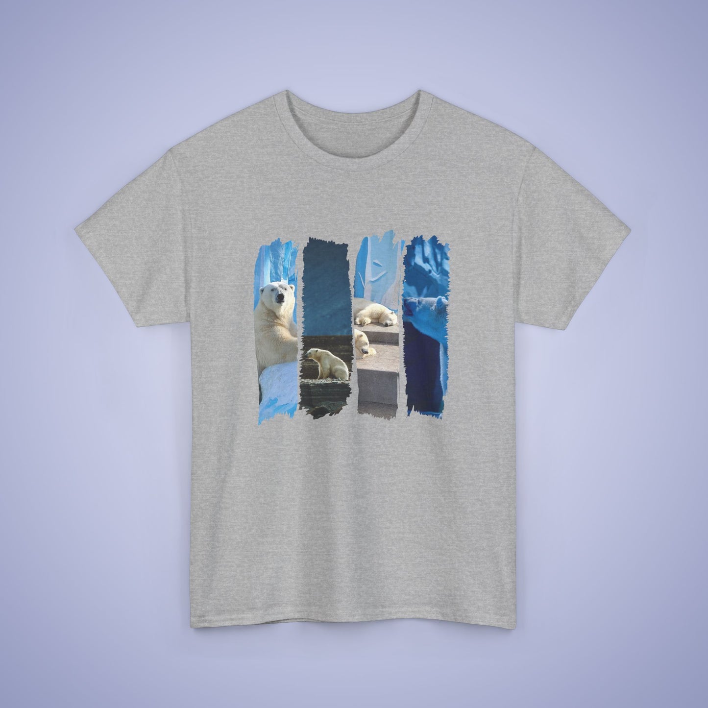 Blue Polar Bears Brush Stroke Photographic Unisex Oversized T Shirt