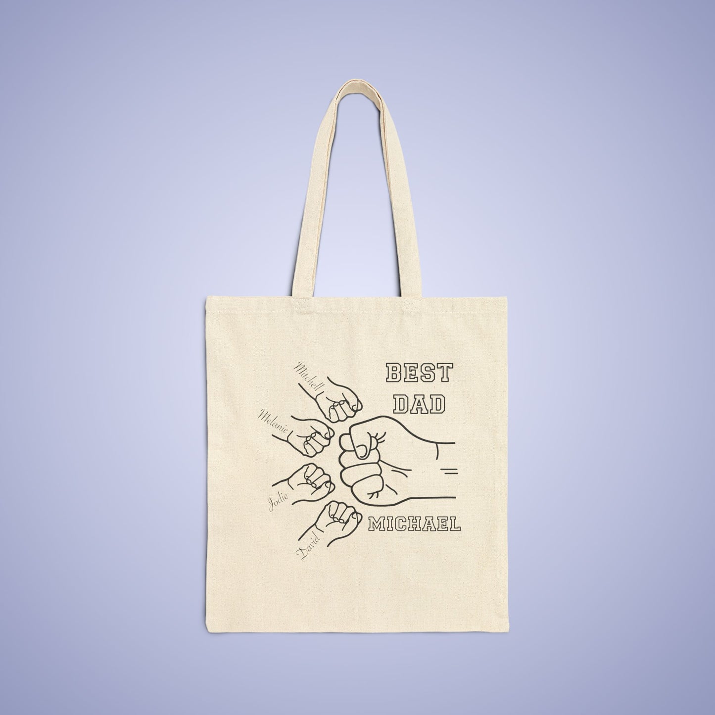Personalized Best Dad Fathers Day Natural Cotton Canvas Tote Bag