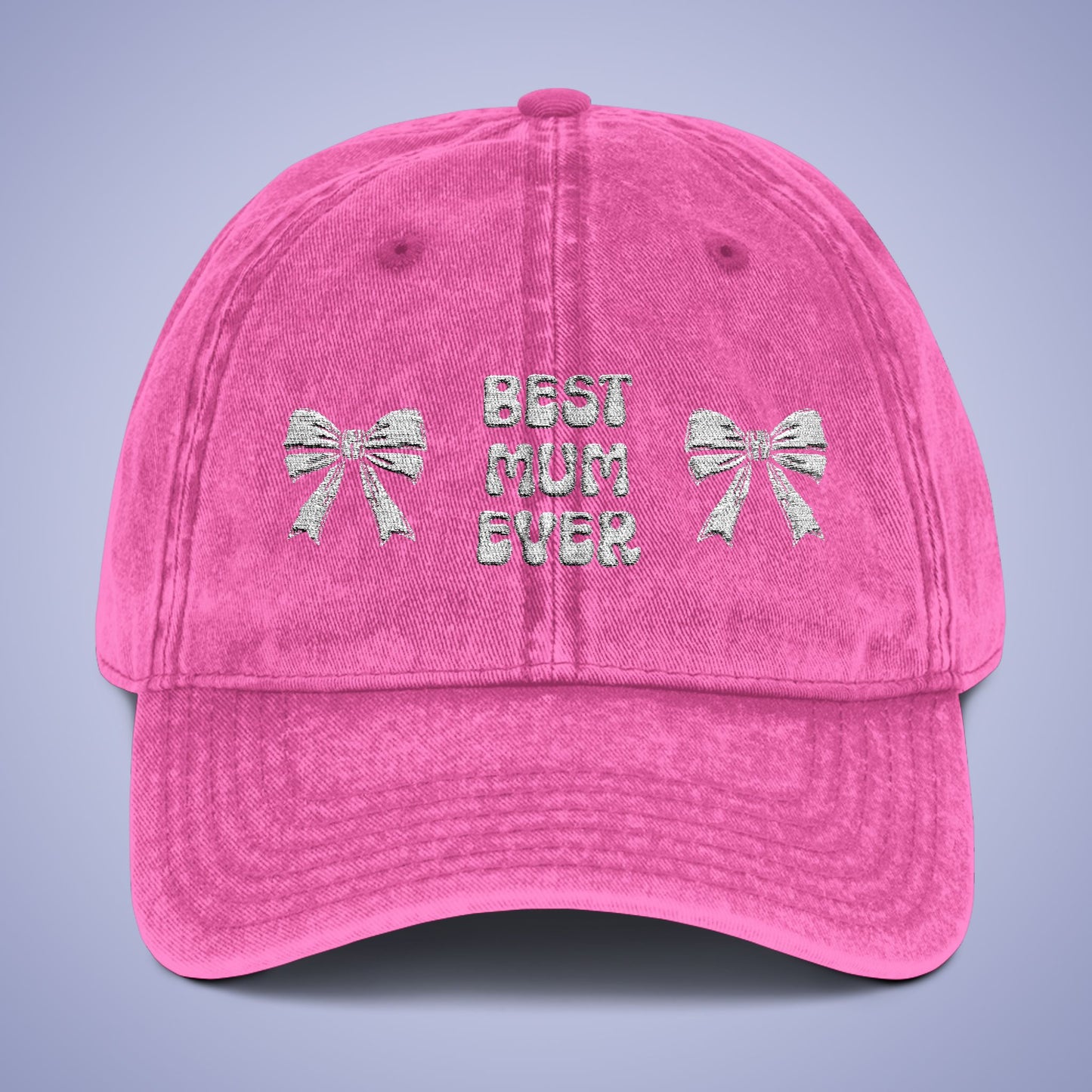 Vintage Best Mum Ever Cap Mothers Day White Embroidered Hat