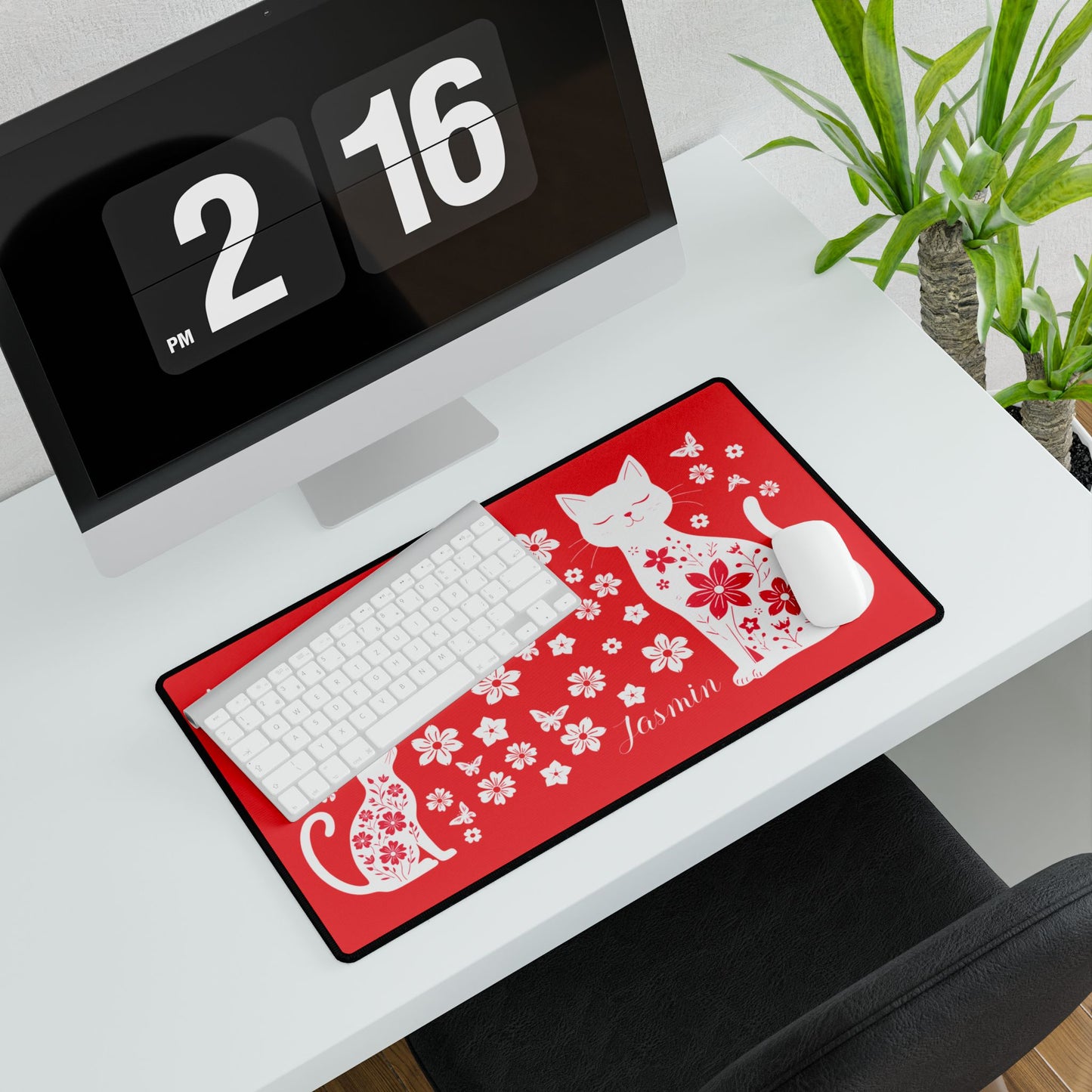 Little Paw Lots of Love Personalized Cat Desk Mat with Floral Design Mothers Day Gift
