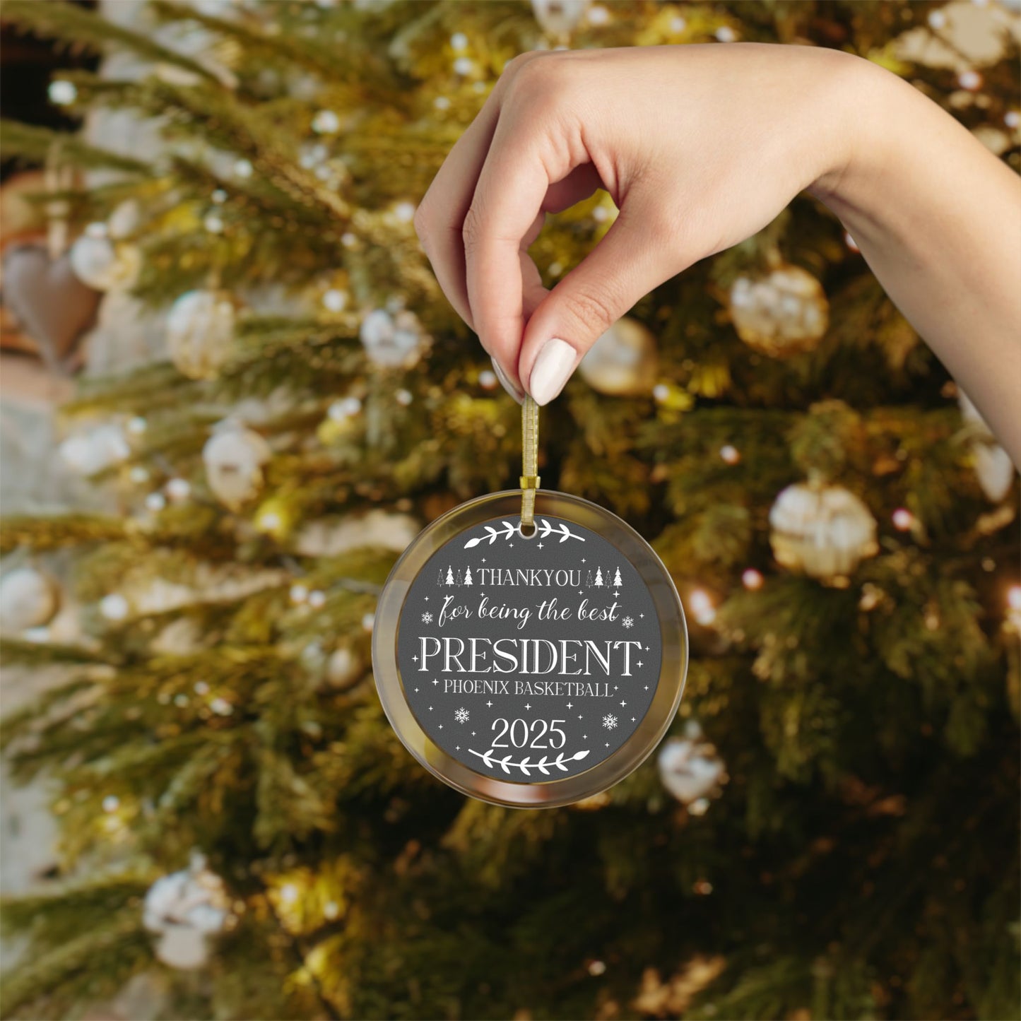 Thankyou for Being the Best President Personalized Sport Club Glass Ornament Gift