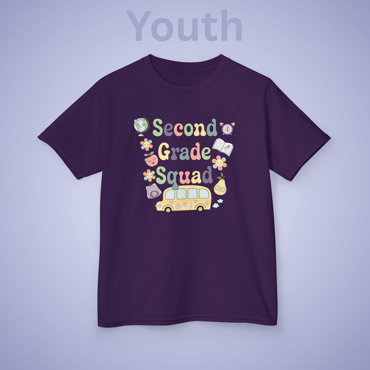 Second Grade Squad Retro Fun Kids Cotton T Shirt Back To School Youth