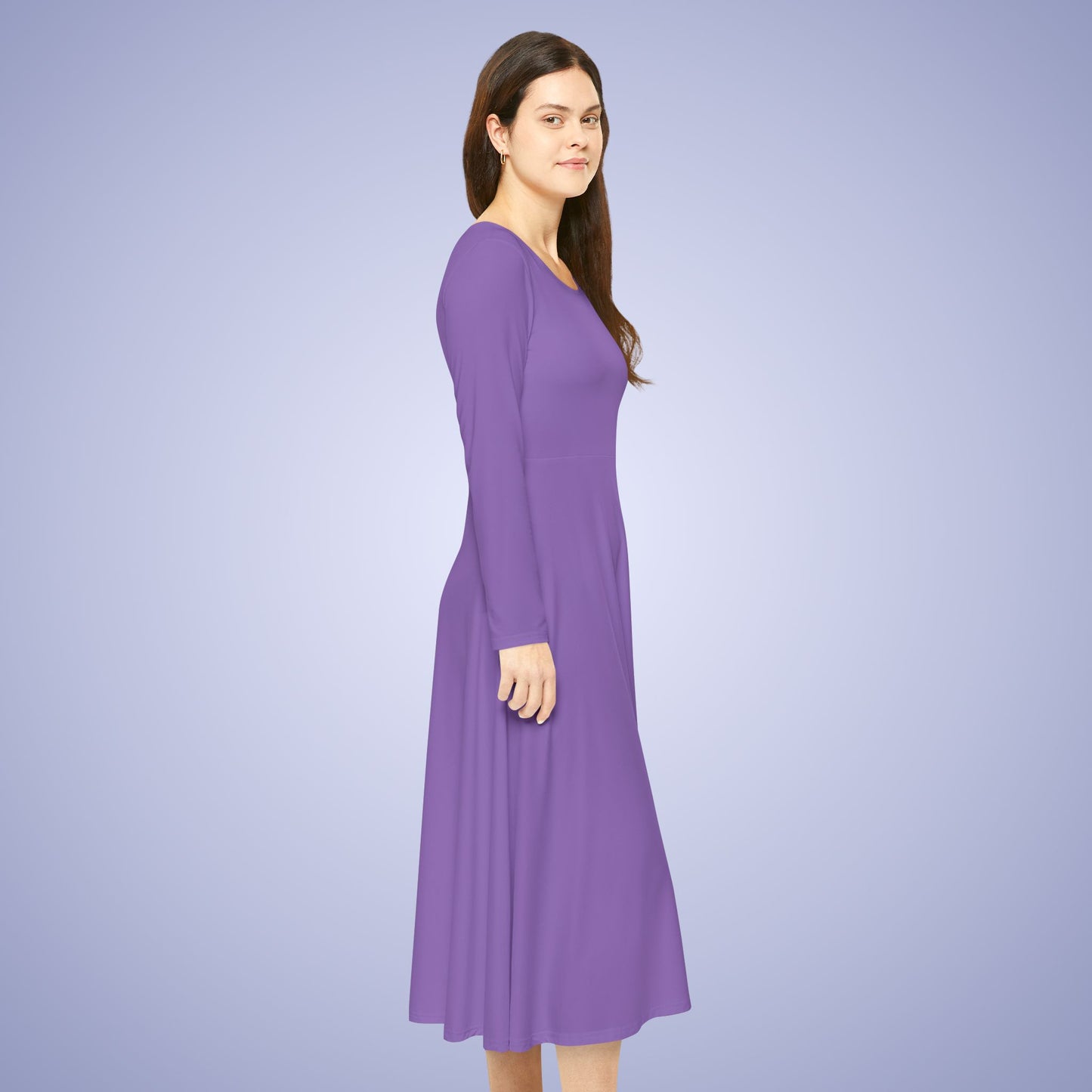 Women's Blank Purple Long Sleeve Dance Dress