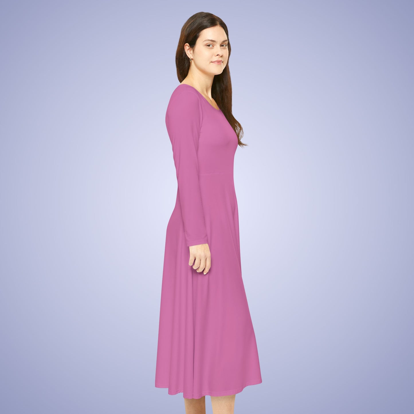 Women's Blank Pink Long Sleeve Dance Dress