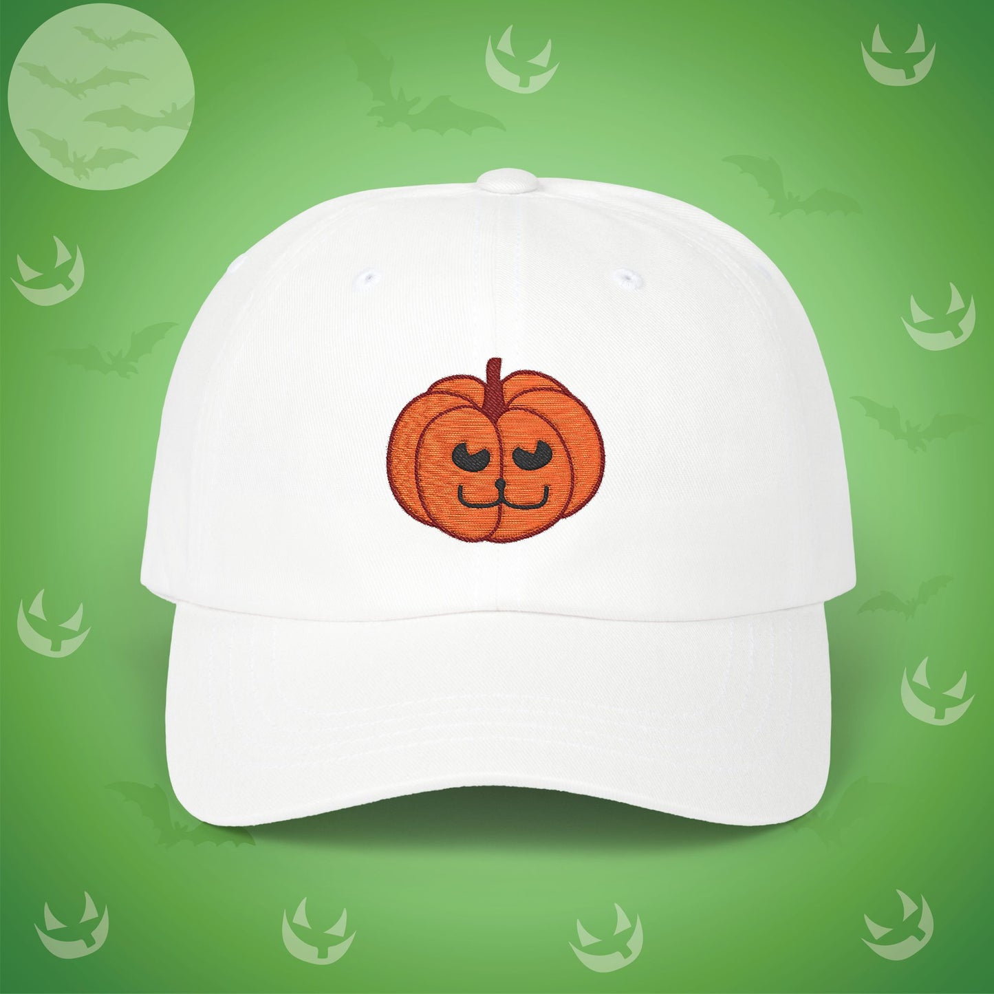 Embroidered Jackolantern Cat Face Halloween Pumpkin Dad Cap Unisex