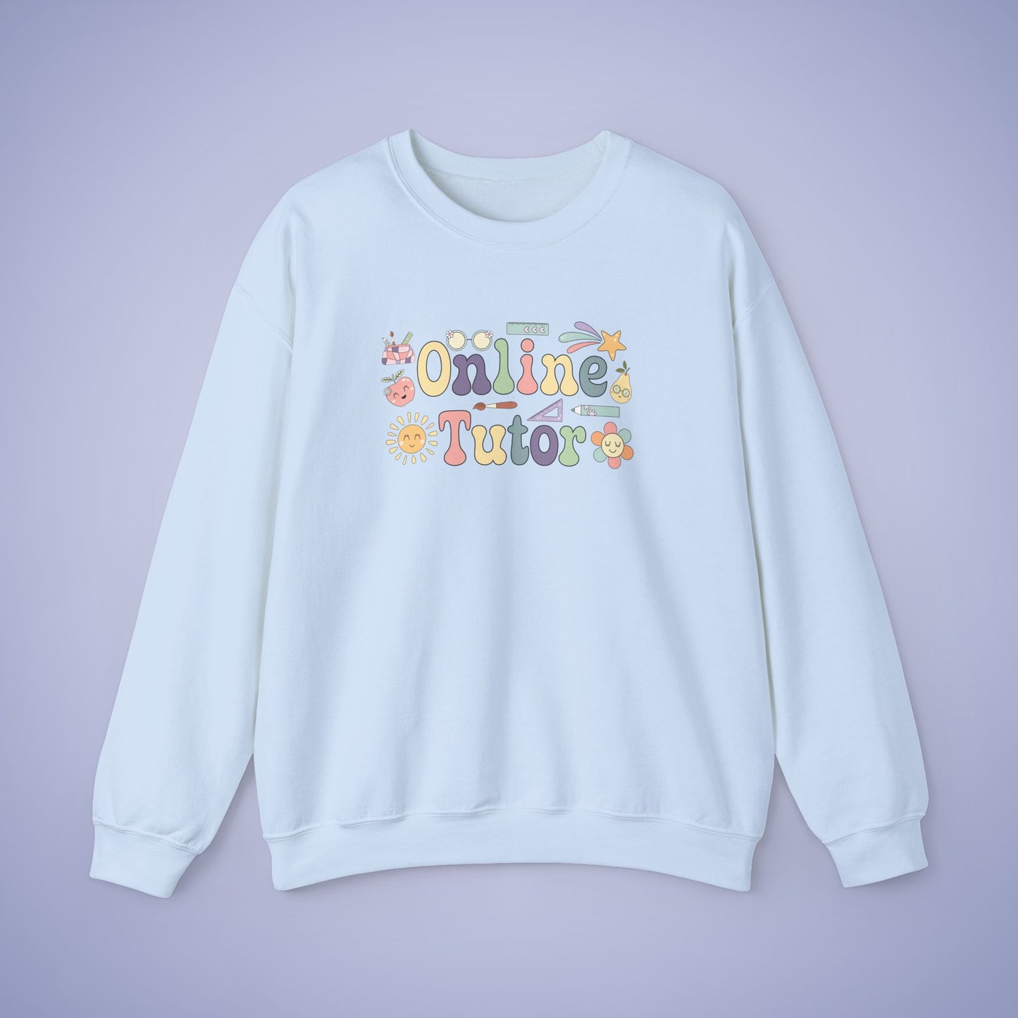 Online Tutor Teacher Crewneck Sweatshirt Retro Unisex Back to School