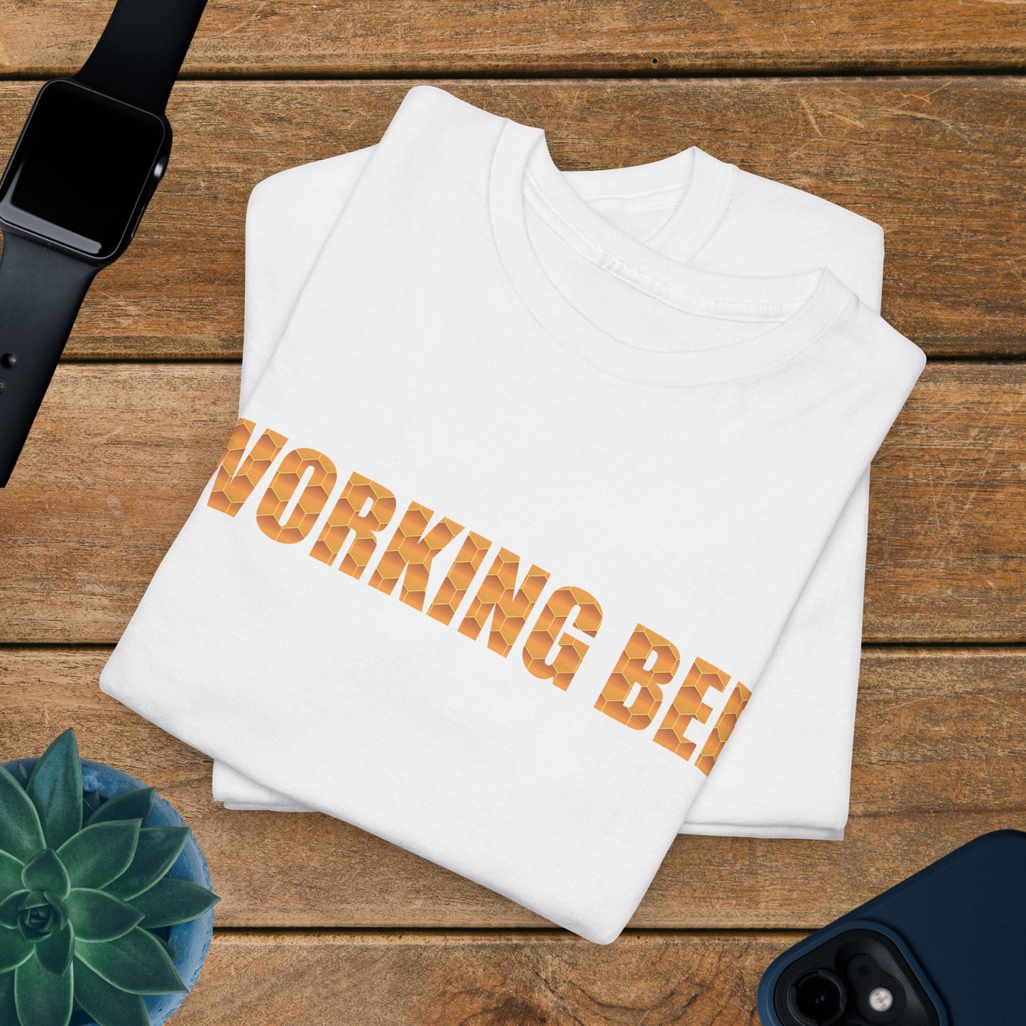 Working Bee Sweet As Honey Honeycomb Word Art Design Unisex T Shirt