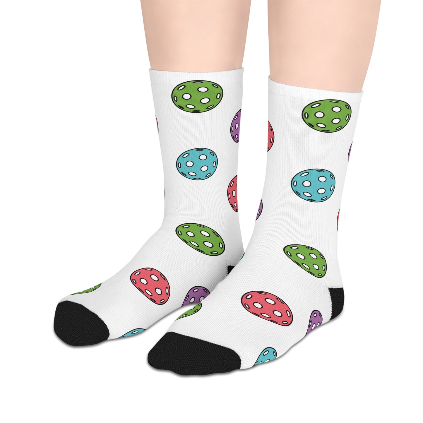Pickleball Lover White Graphic Mid Length Socks Gift