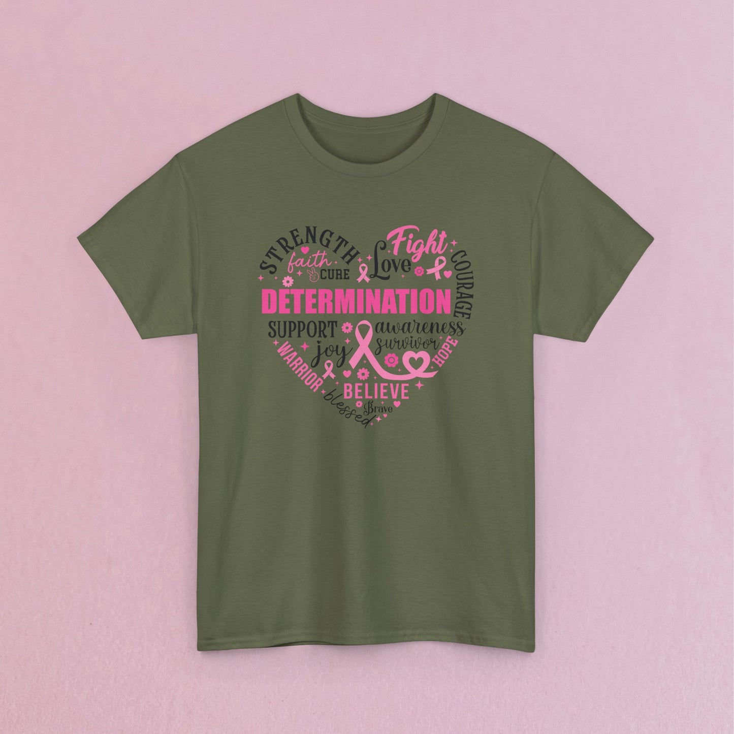 Heart Full of Fight Support Love Courage and Cure Breast Cancer Awareness Unisex T Shirt