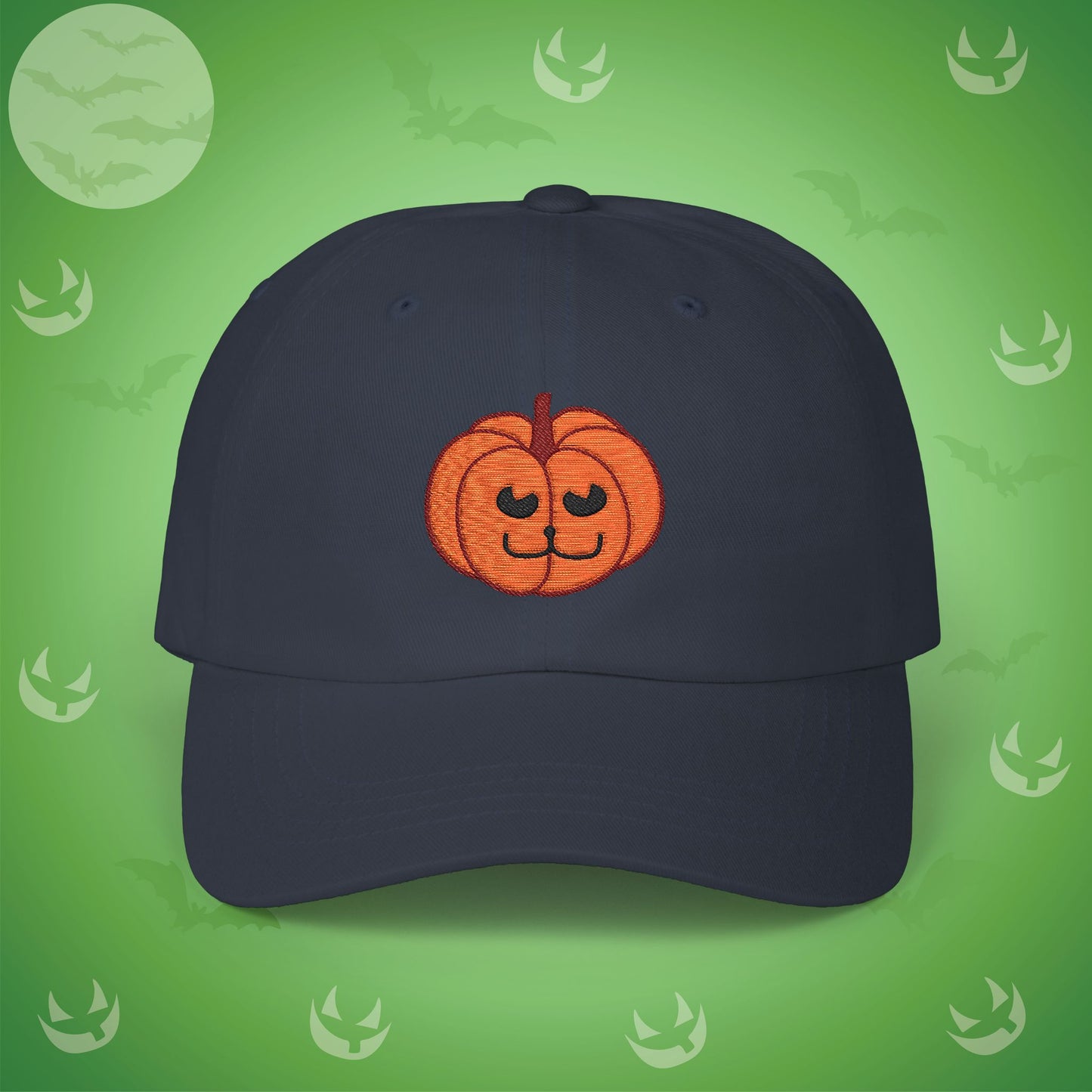 Embroidered Jackolantern Cat Face Halloween Pumpkin Dad Cap Unisex
