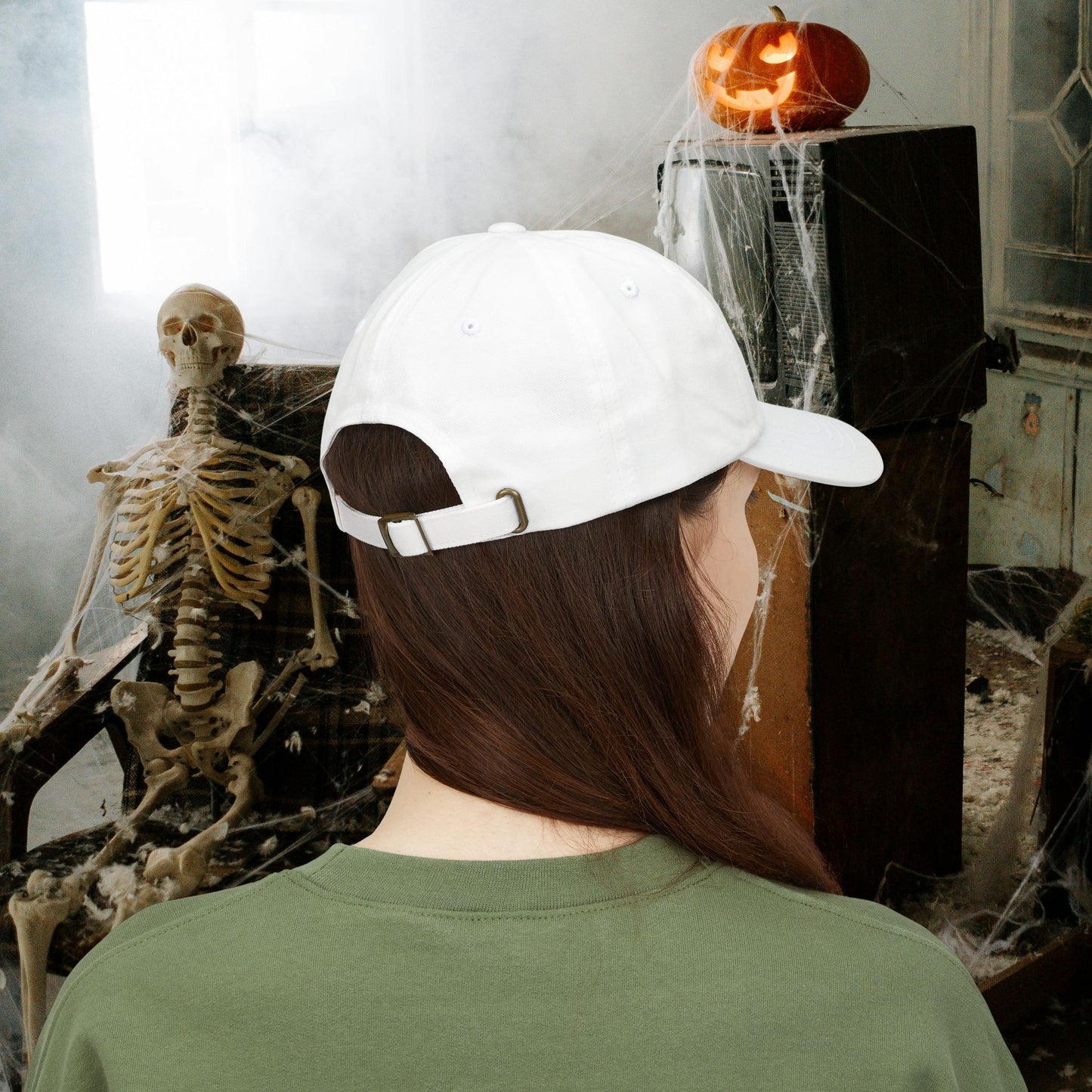 Embroidered Jackolantern Worried Face Halloween Pumpkin Dad Cap Unisex
