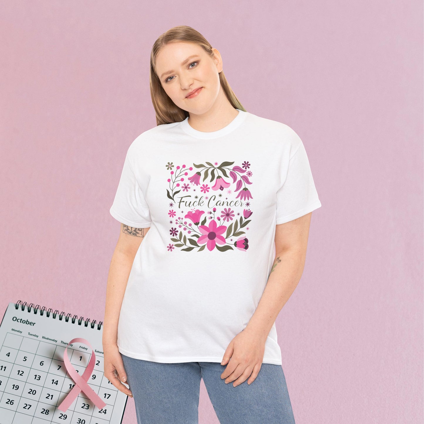 Fuck Cancer Boho Floral Breast Cancer Awareness Unisex T Shirt