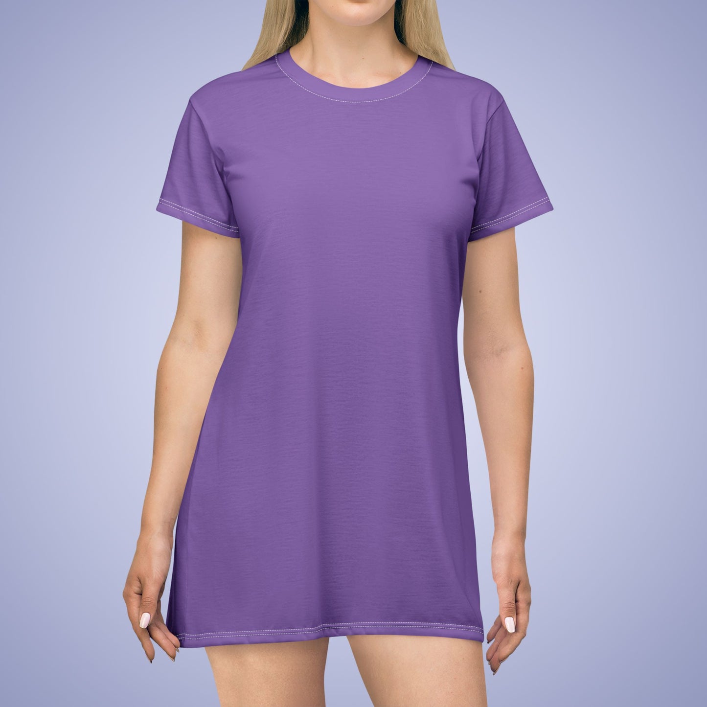 Blank Purple Short Sleeve T Shirt Dress