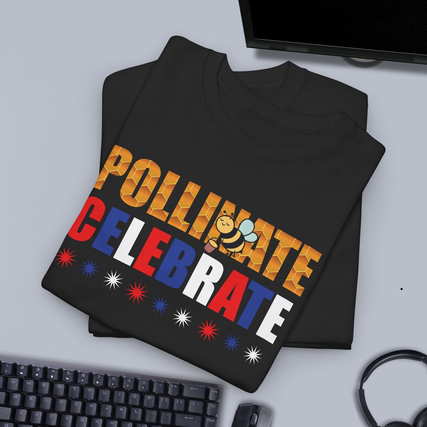 Pollinate and Celebrate Sweet As Honey Funny Bee Lover July 4th Design Unisex T Shirt