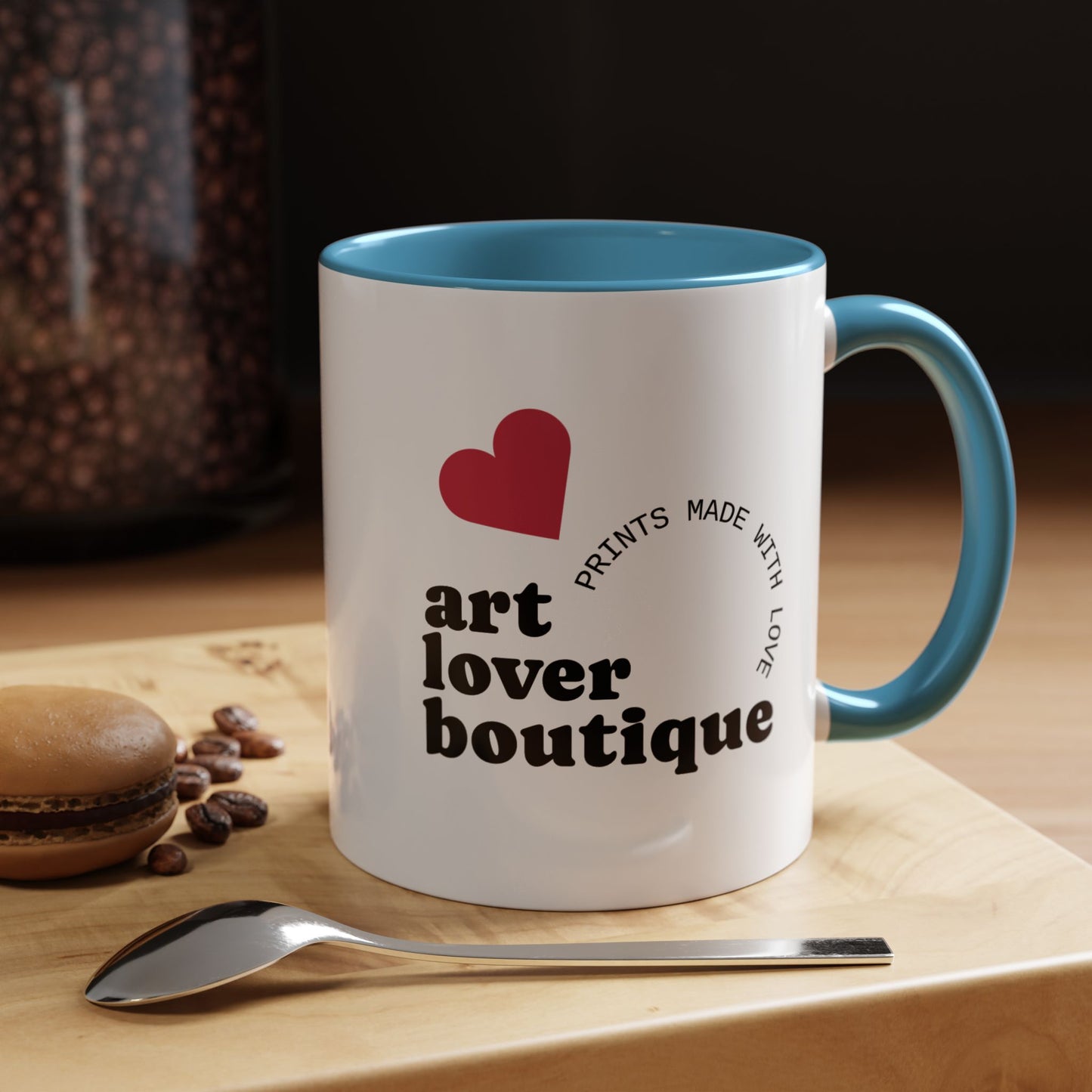 Personalized Coffee Mug - 11oz or 15oz Light Blue Ceramic Accent