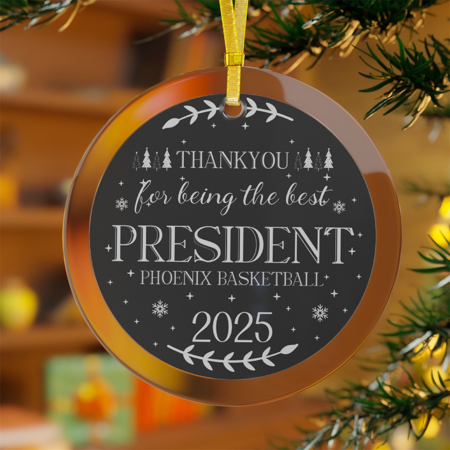 Thankyou for Being the Best President Personalized Sport Club Glass Ornament Gift