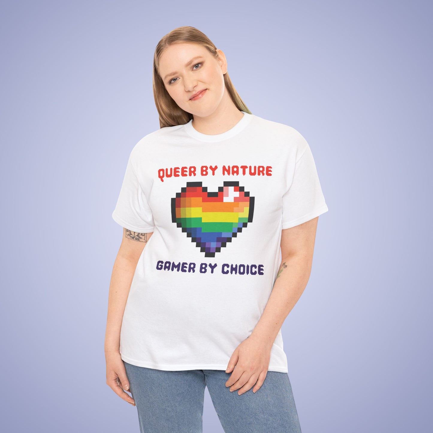 Queer By Nature Gamer By Choice Rainbow LGBT Pride Month Matching T Shirt Unisex