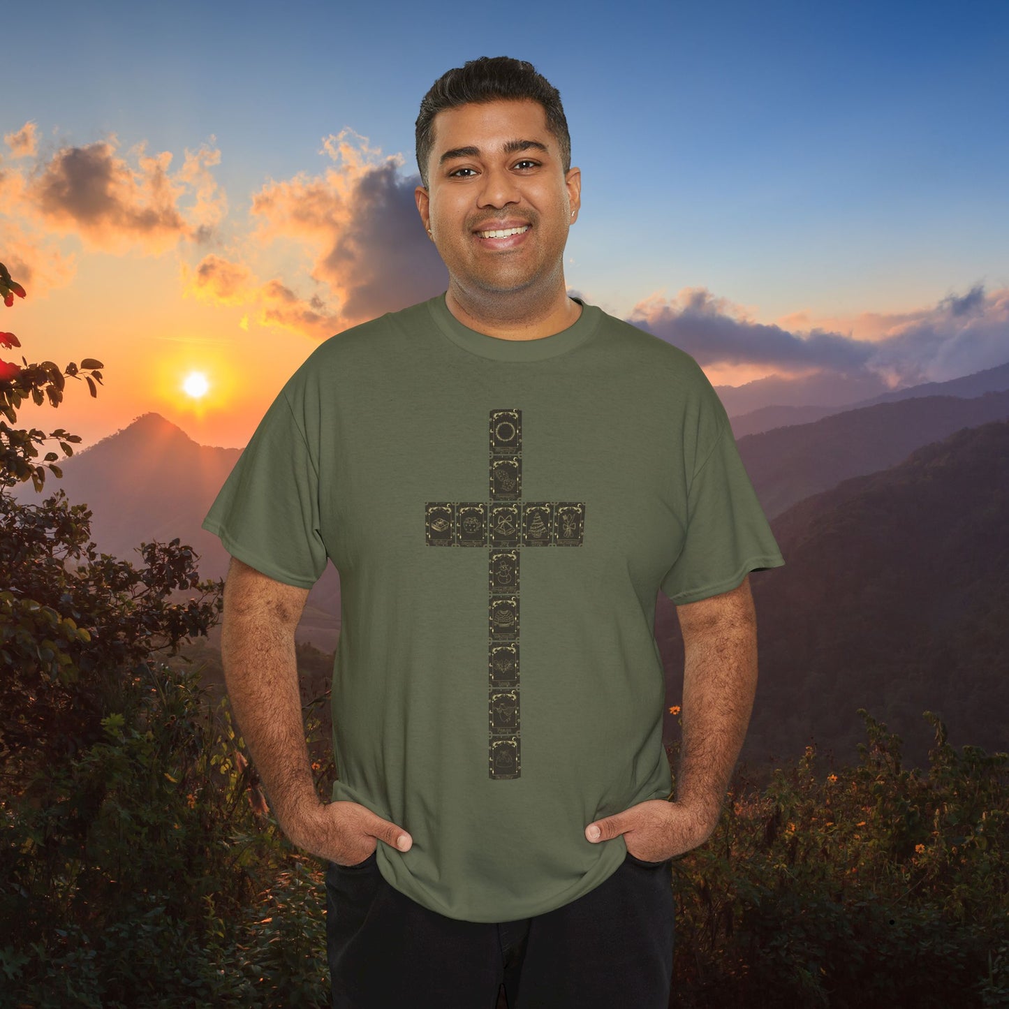 Christmas Crucifix Tarot Cards Religios Faith Unisex T Shirt