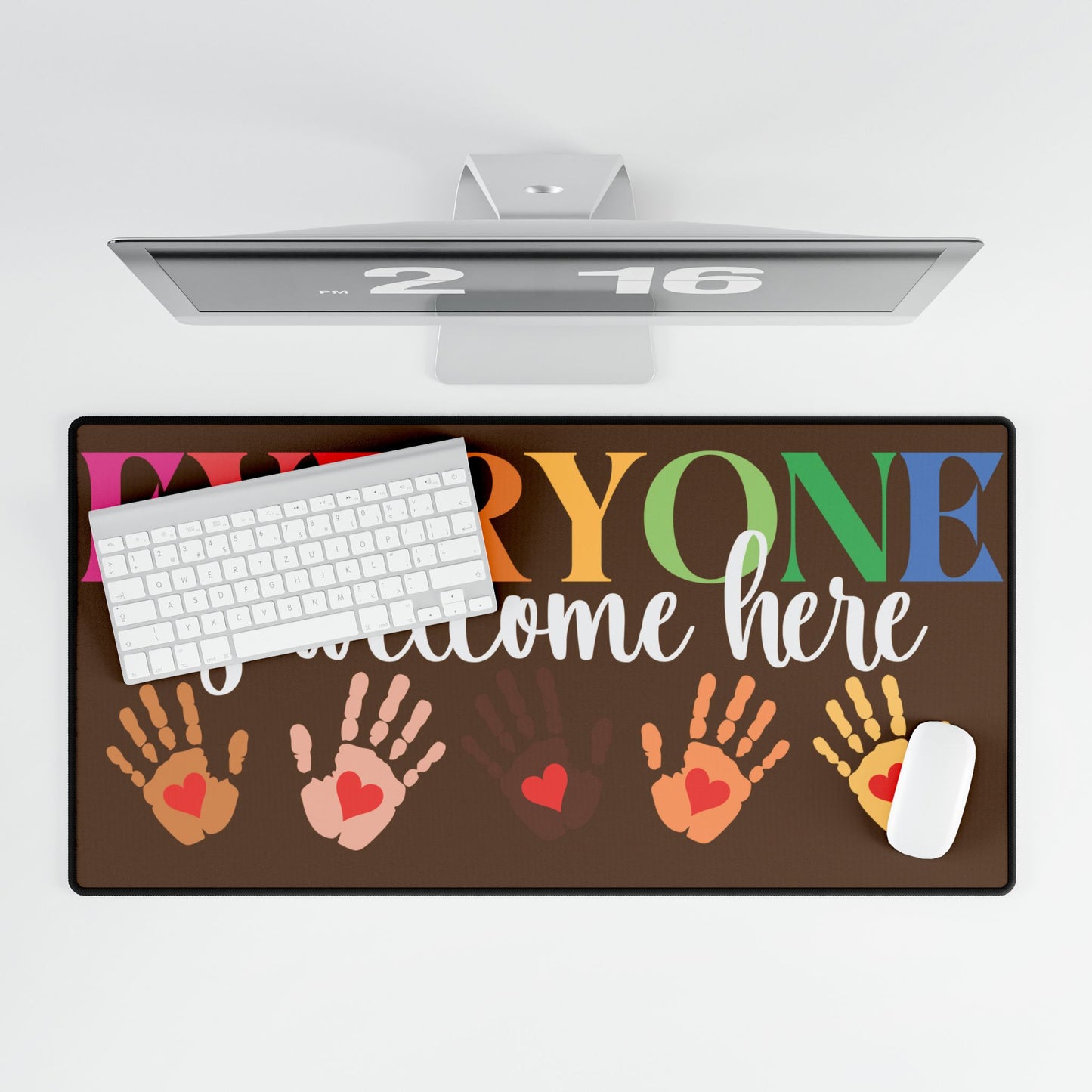 Everyone is Welcome Here Brown Computer Desk Mat