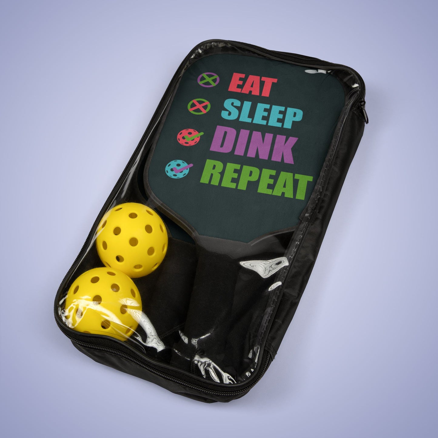 Eat Sleep Dink Repeat Pickleball Paddle Set Funny Gift