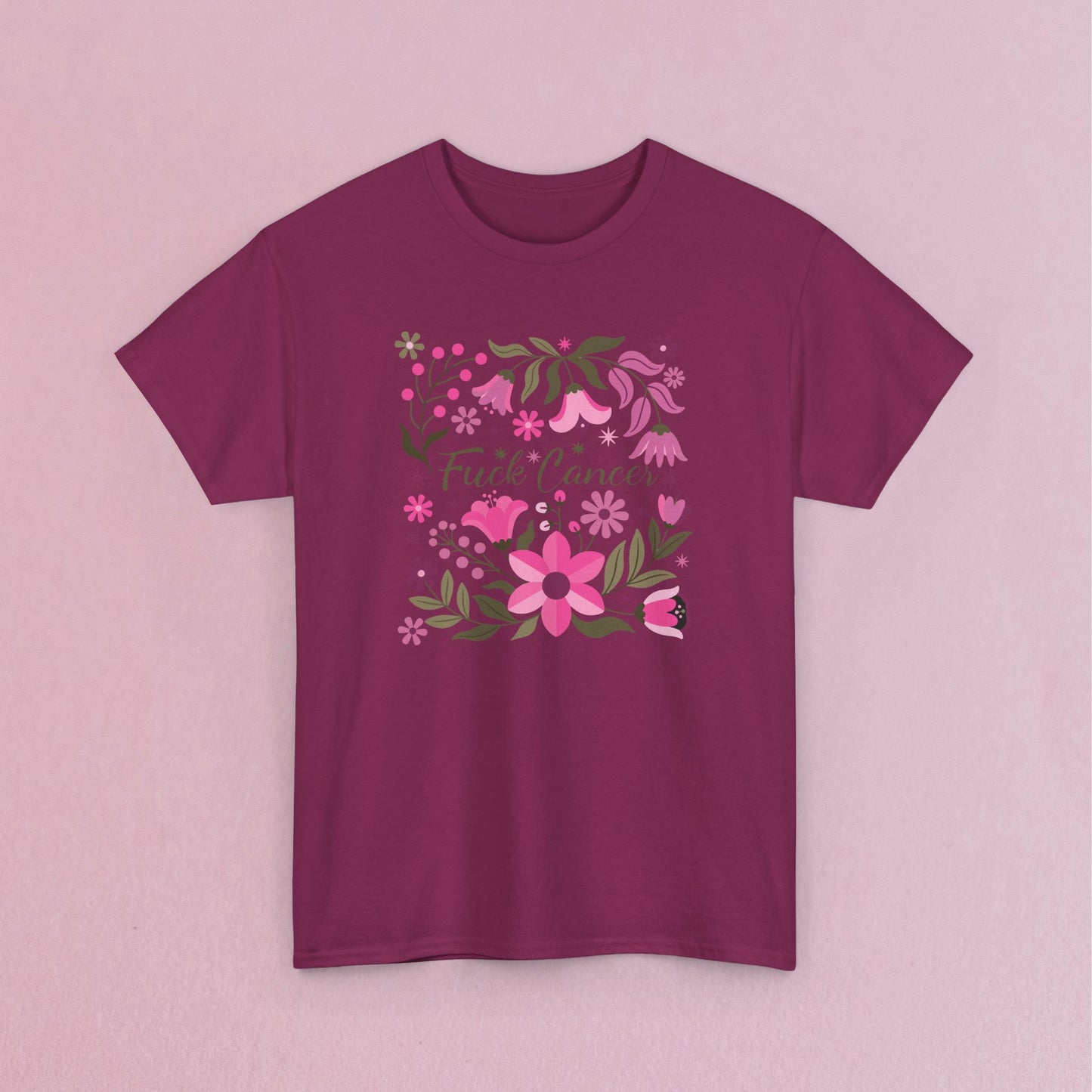 Fuck Cancer Boho Floral Breast Cancer Awareness Unisex T Shirt