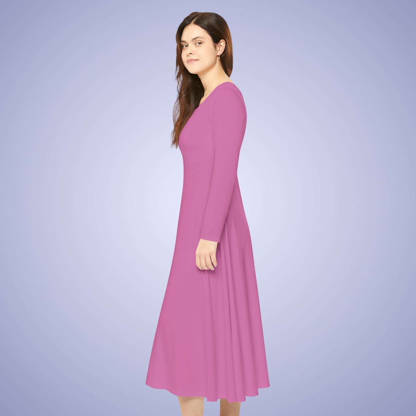 Women's Blank Pink Long Sleeve Dance Dress