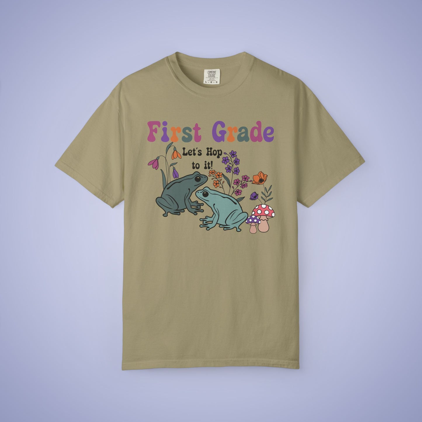 First Grade Lets Hop To It Teacher T Shirt Frogs Comfort Colors Unisex Back to School