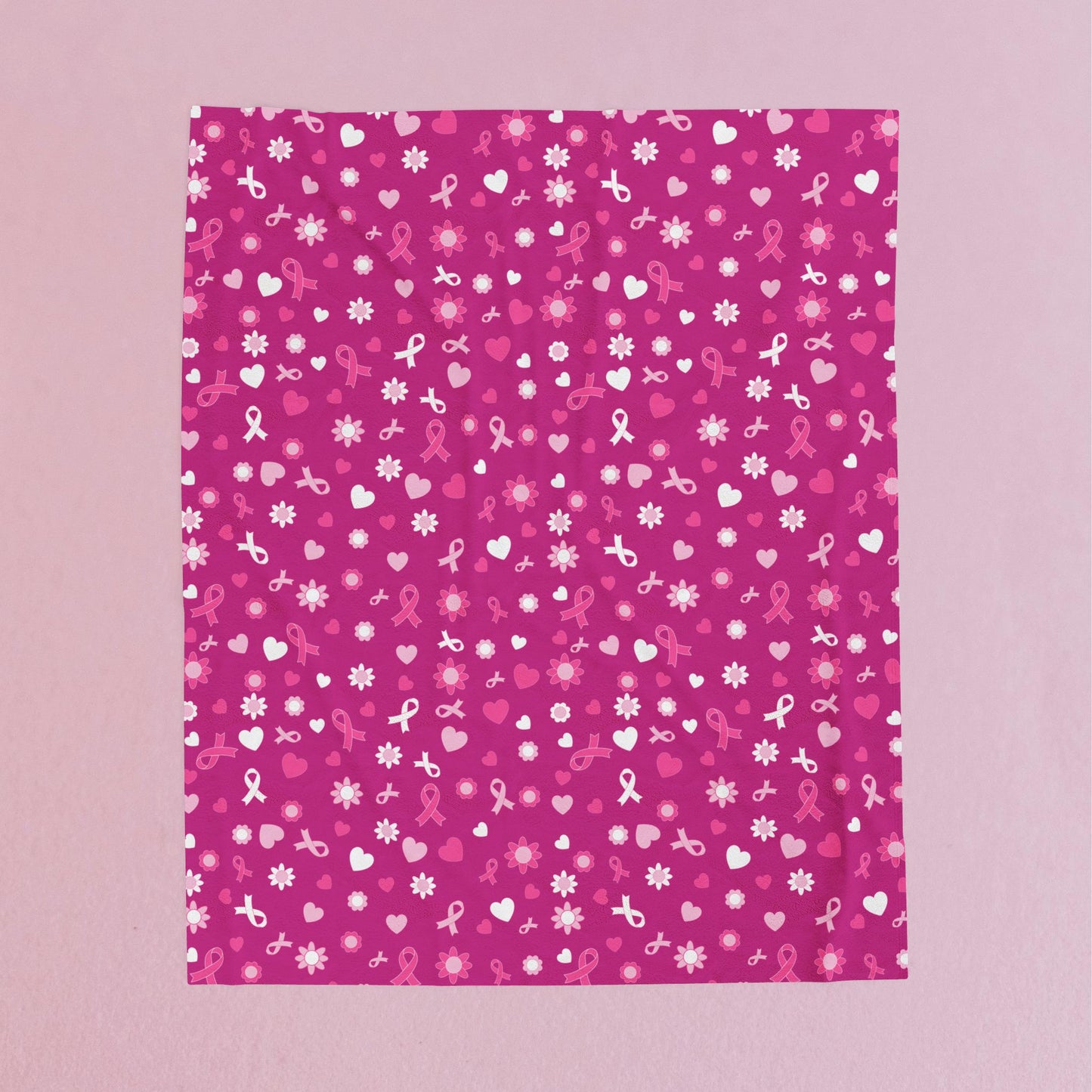 Breast Cancer Awareness Pink Velveteen Plush Blanket 3 Sizes Chemotherapy Gift